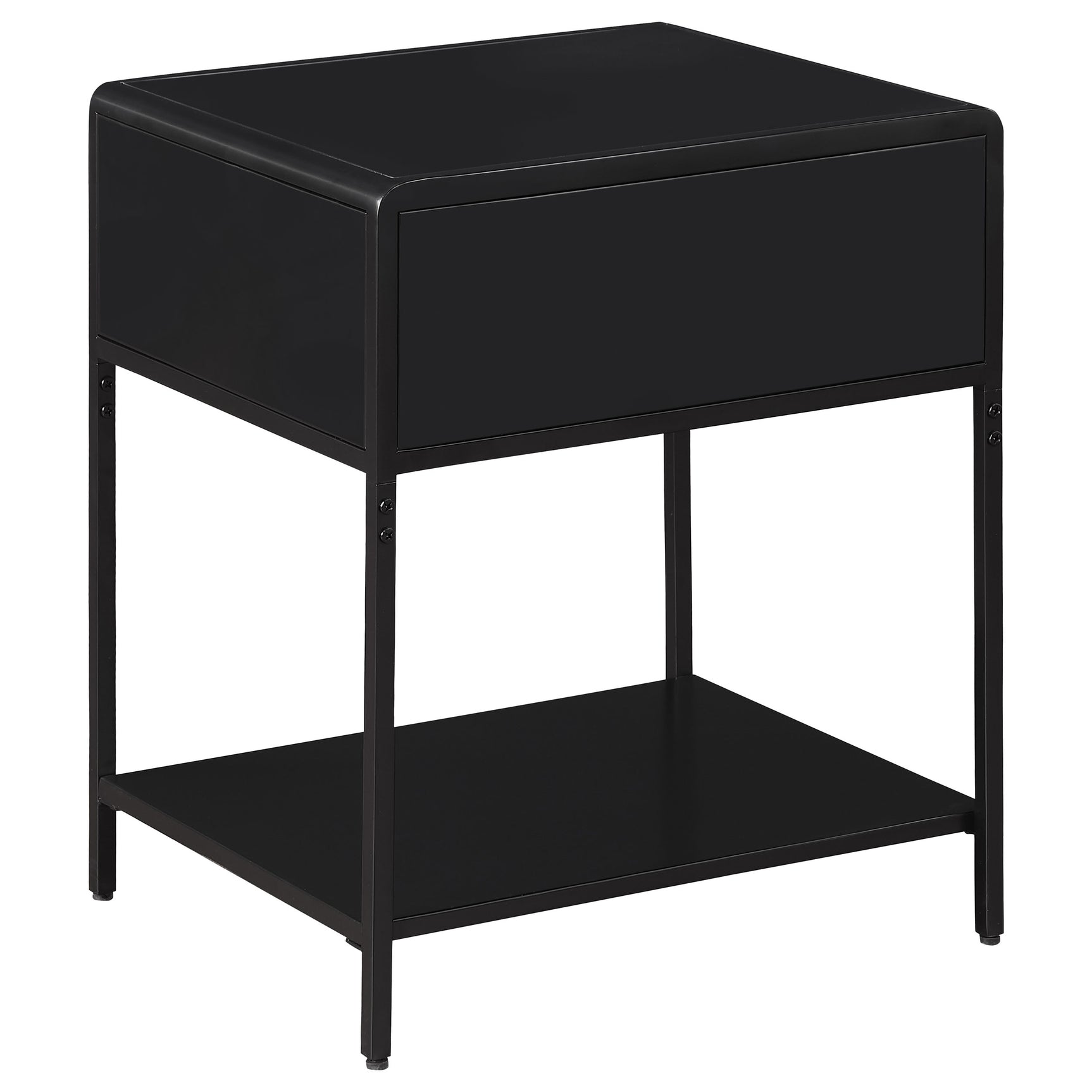 Amherst 1-drawer Radio Weave Cane Metal Bedside Table Black - Tampa Furniture Outlet