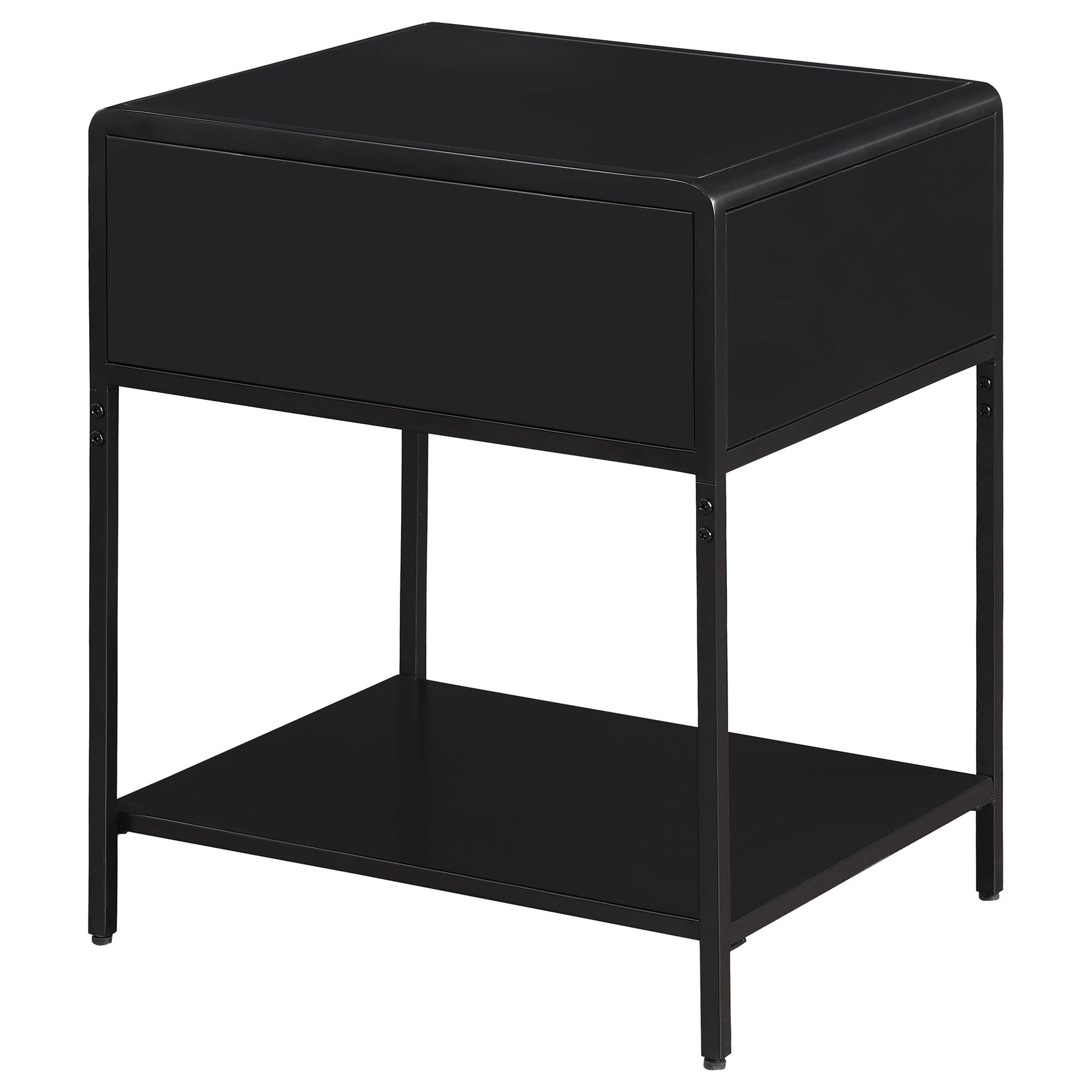 Amherst 1-drawer Radio Weave Cane Metal Bedside Table Black - Tampa Furniture Outlet