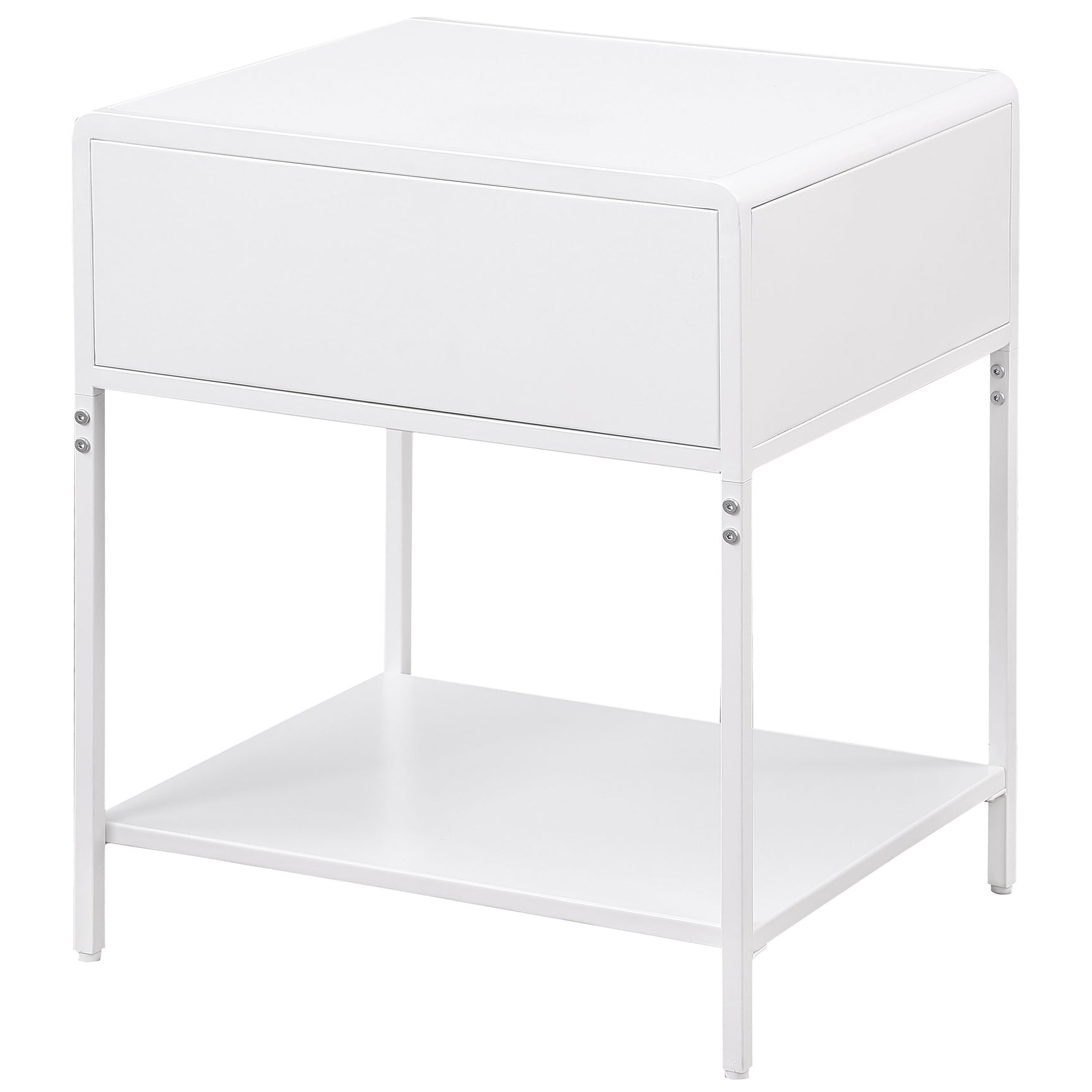 Amherst 1-drawer Radio Weave Cane Metal Bedside Table White - Tampa Furniture Outlet