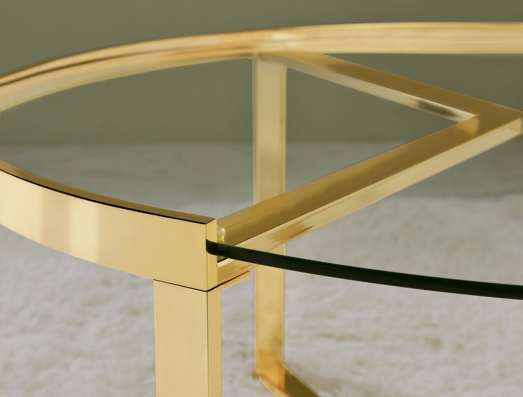 Delia 2-Piece Round Glass Top Nesting Coffee Table Gold - Tampa Furniture Outlet