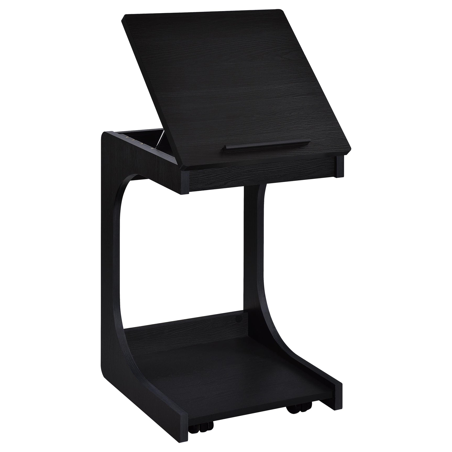 Ralston C-Shaped Lift-Top Sofa Side Table With Casters Black