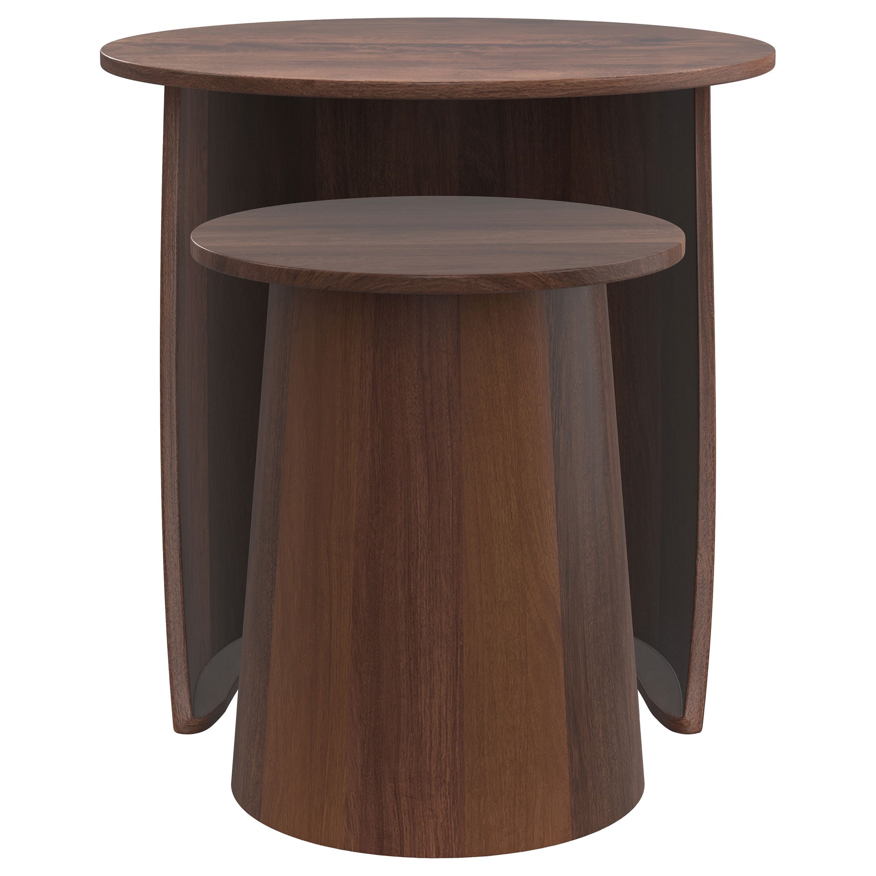 Yency 2-piece Round Mango Wood Nesting Table Set Dark Brown Mango - Tampa Furniture Outlet