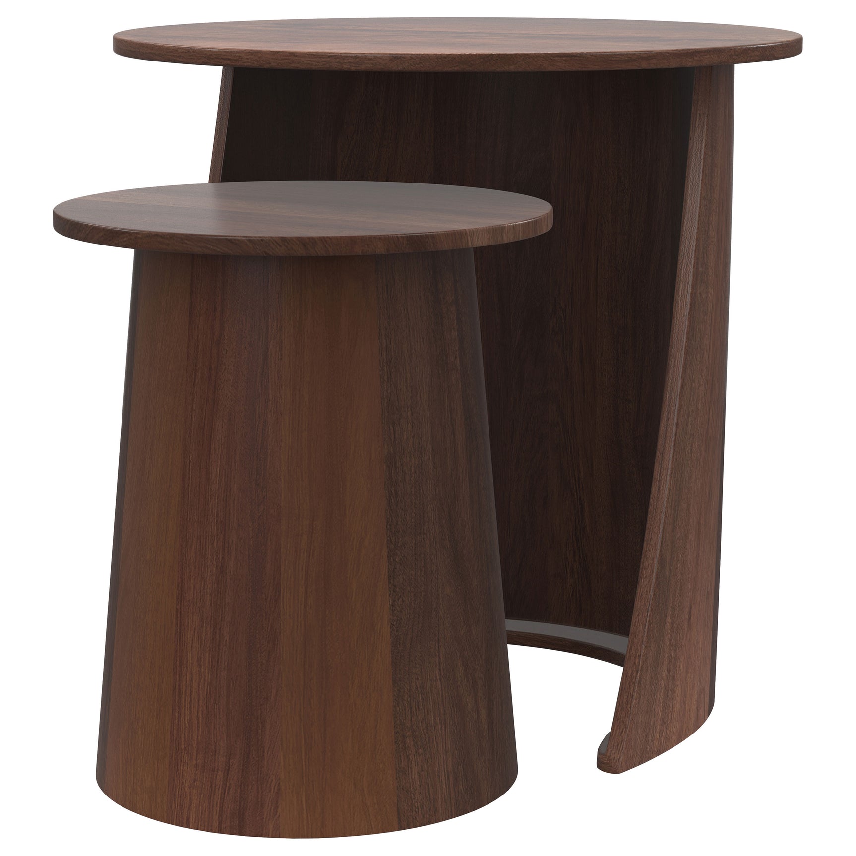 Yency 2-piece Round Mango Wood Nesting Table Set Dark Brown Mango - Tampa Furniture Outlet