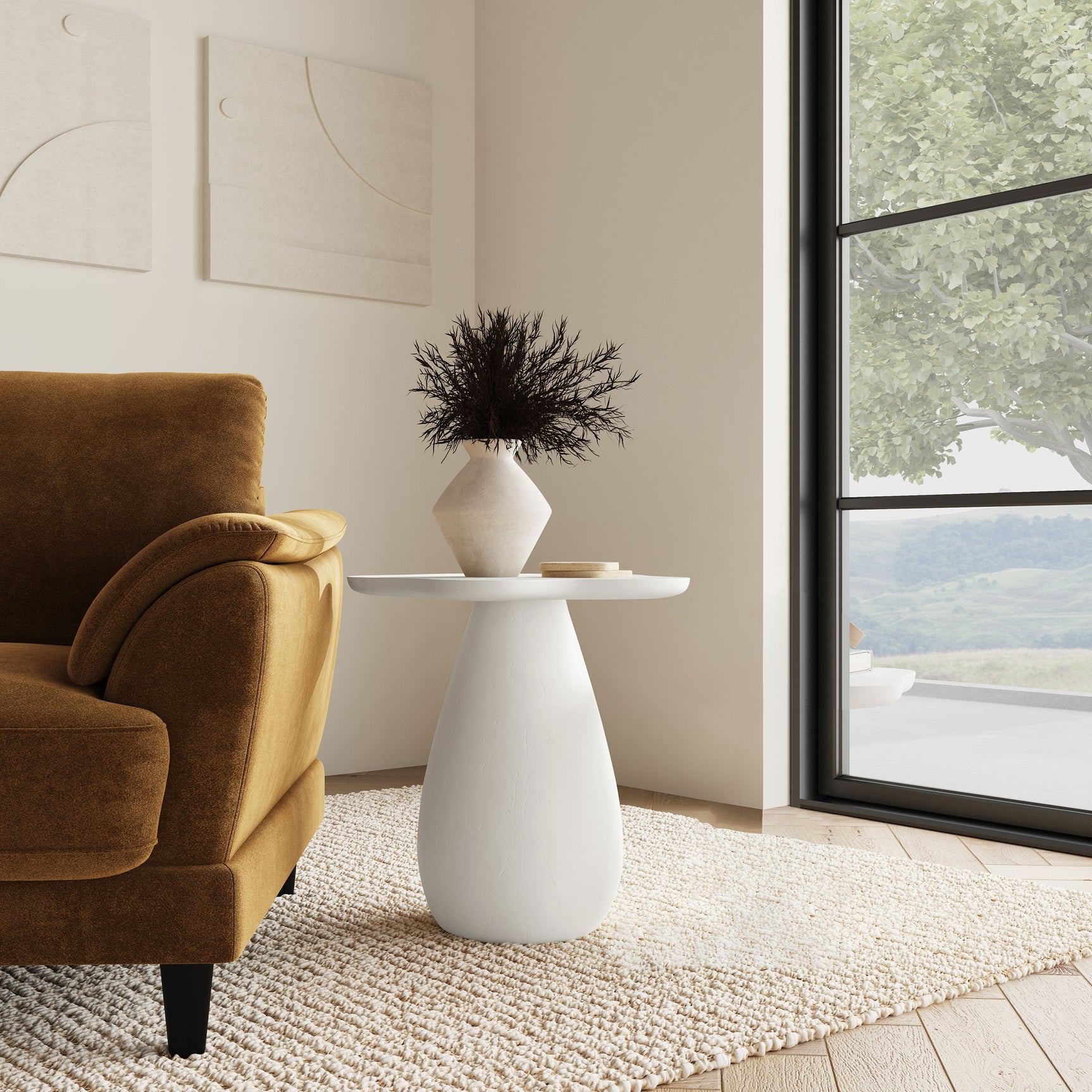 Perth 20-inch Side Table with Cloud-Shaped Top Off White - Tampa Furniture Outlet