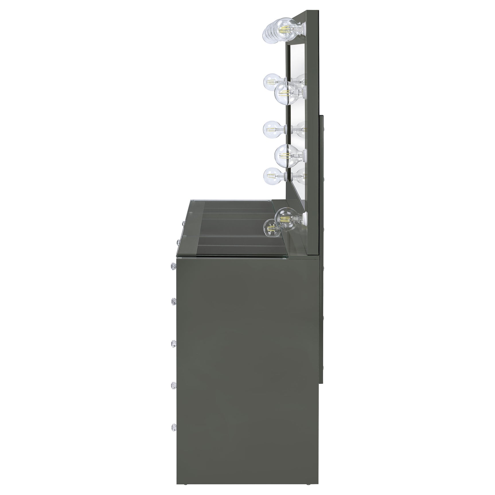 Acena 7-drawer Vanity Set with Lighting Grey High Gloss - Tampa Furniture Outlet