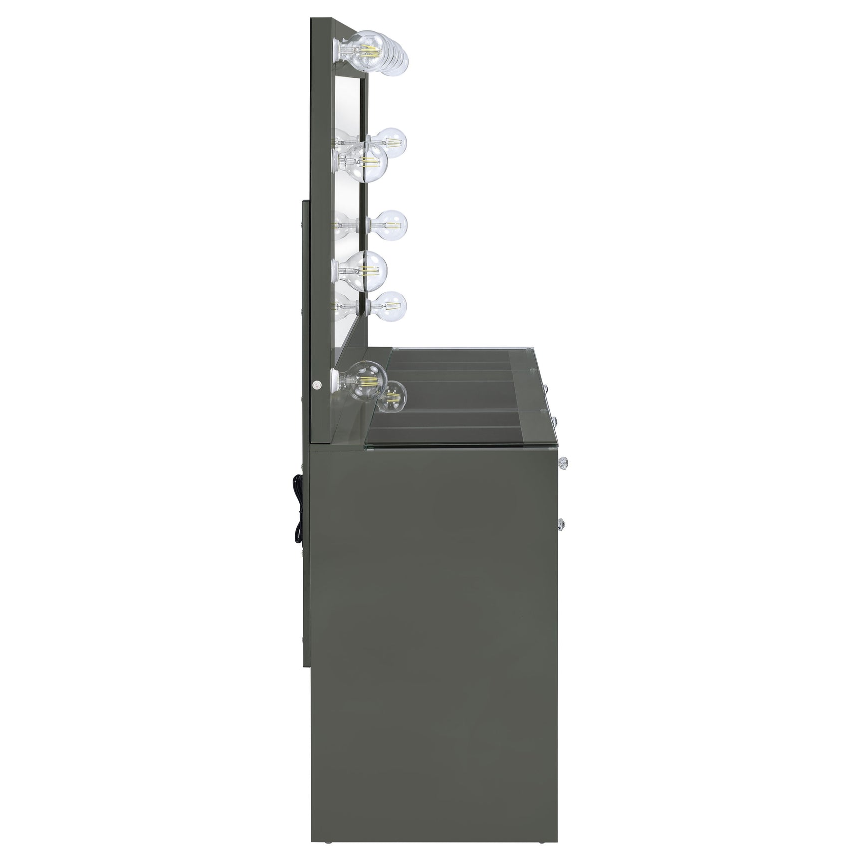 Acena 7-drawer Vanity Set with Lighting Grey High Gloss - Tampa Furniture Outlet