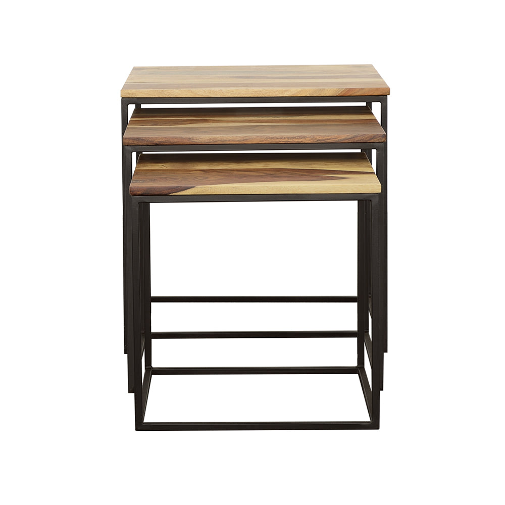 Belcourt 3-piece Square Nesting Tables Natural and Black - Tampa Furniture Outlet