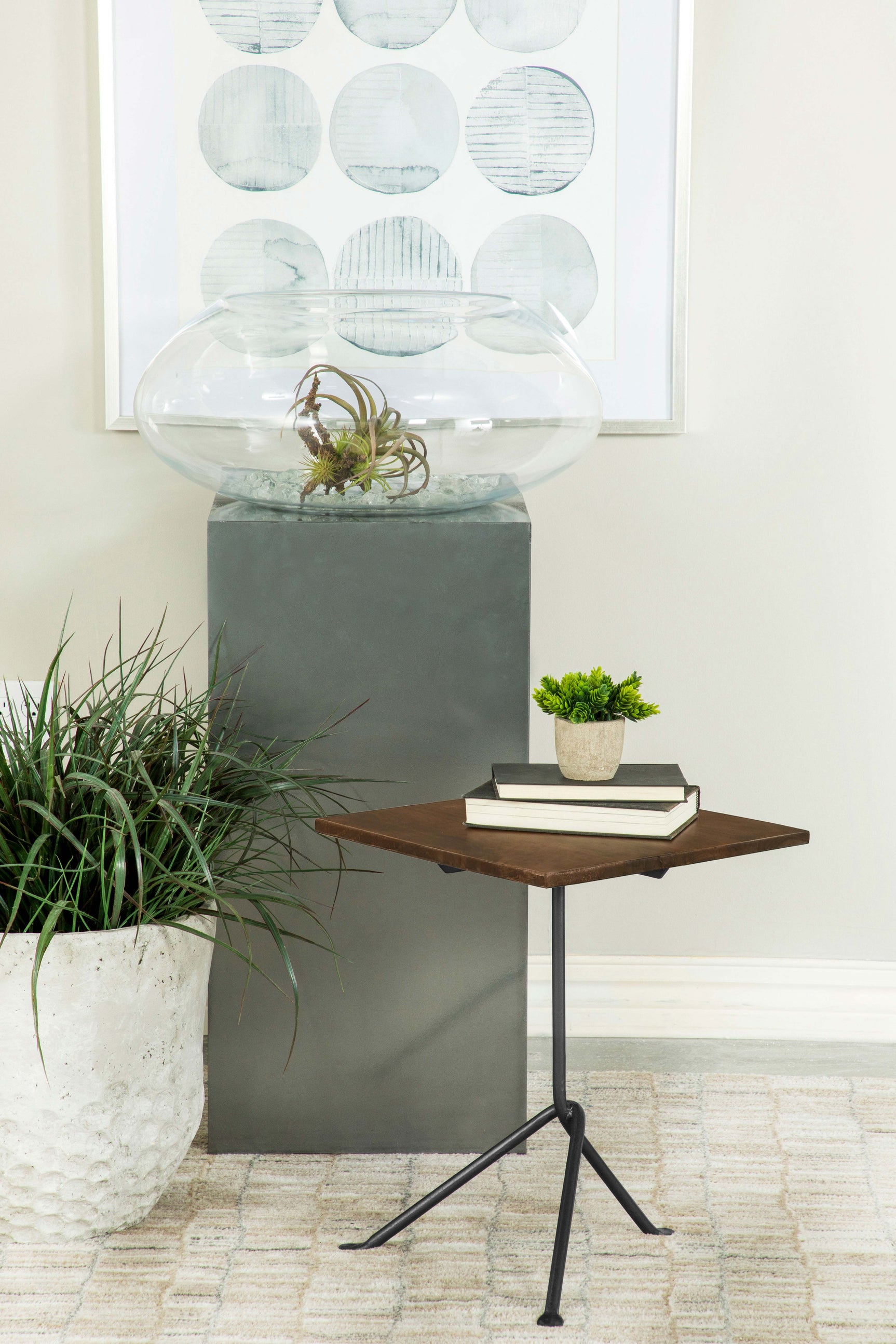 Heitor Square Wood Top Accent Side Table Dark Brown - Tampa Furniture Outlet