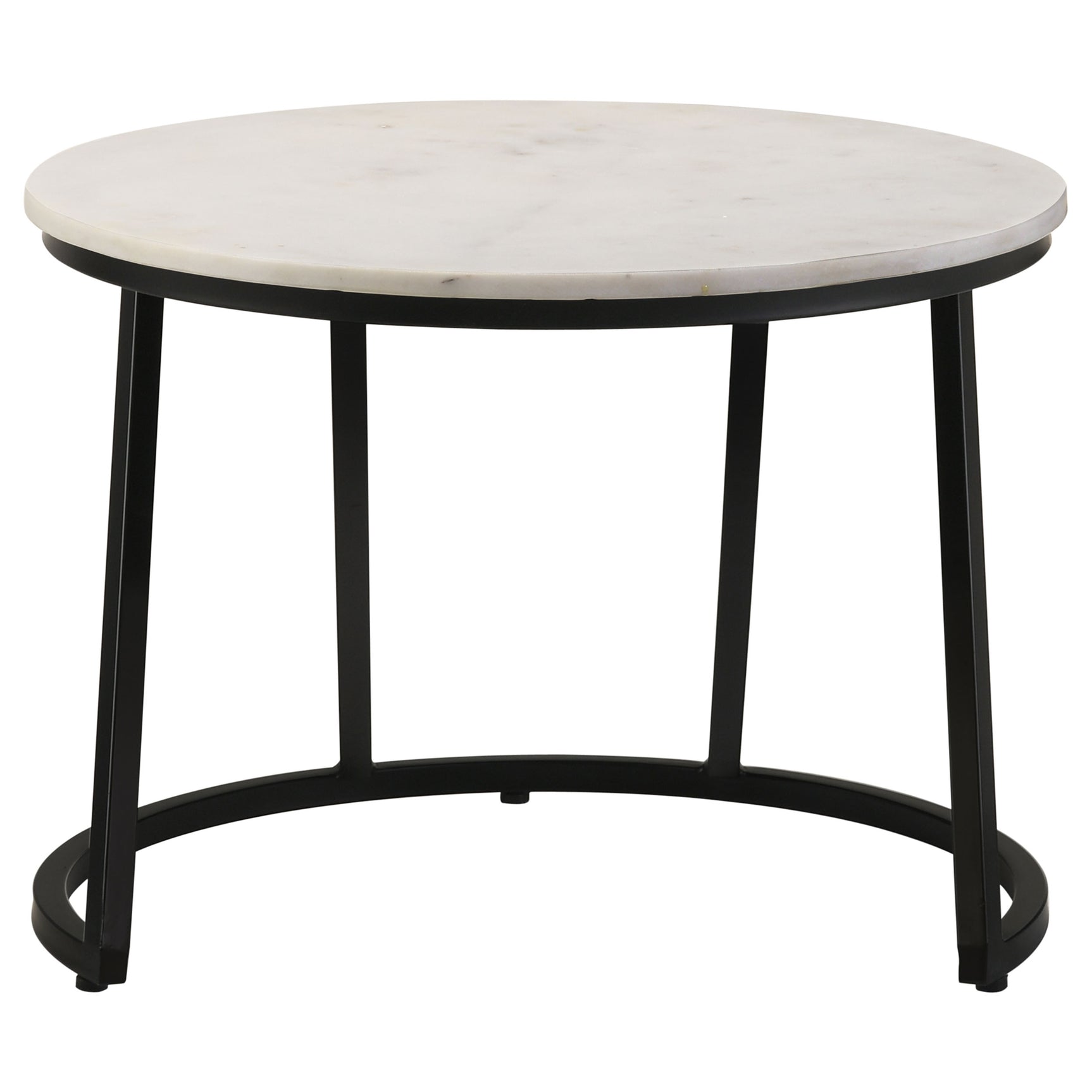 Miguel Round Marble Top Coffee Table White and Black - Tampa Furniture Outlet