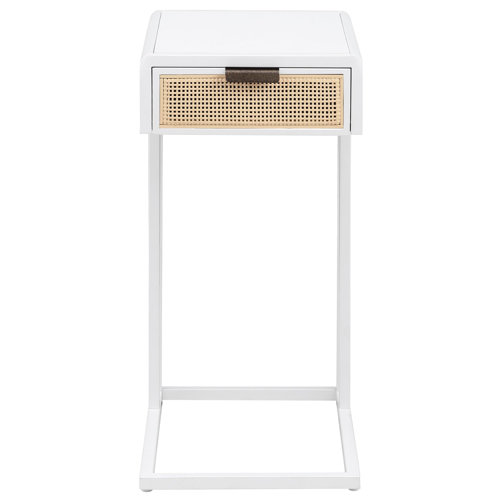 Amherst 1-drawer Radio Weave Cane Metal Side Table White - Tampa Furniture Outlet