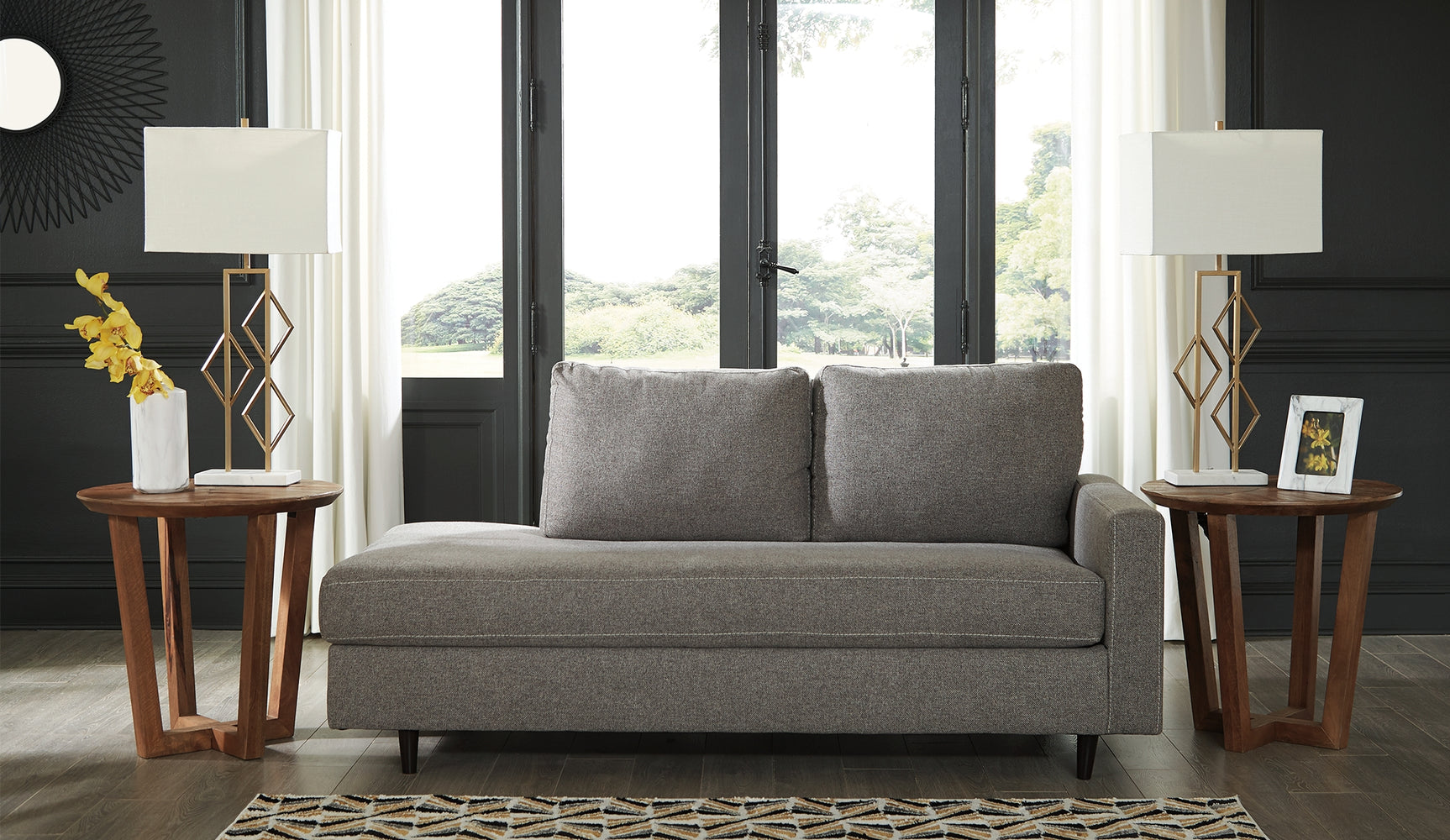 Tampa Furniture Outlet - Ashley Furniture - Lyman Living Room - RAF Corner Chaise / Graphite - 9330317