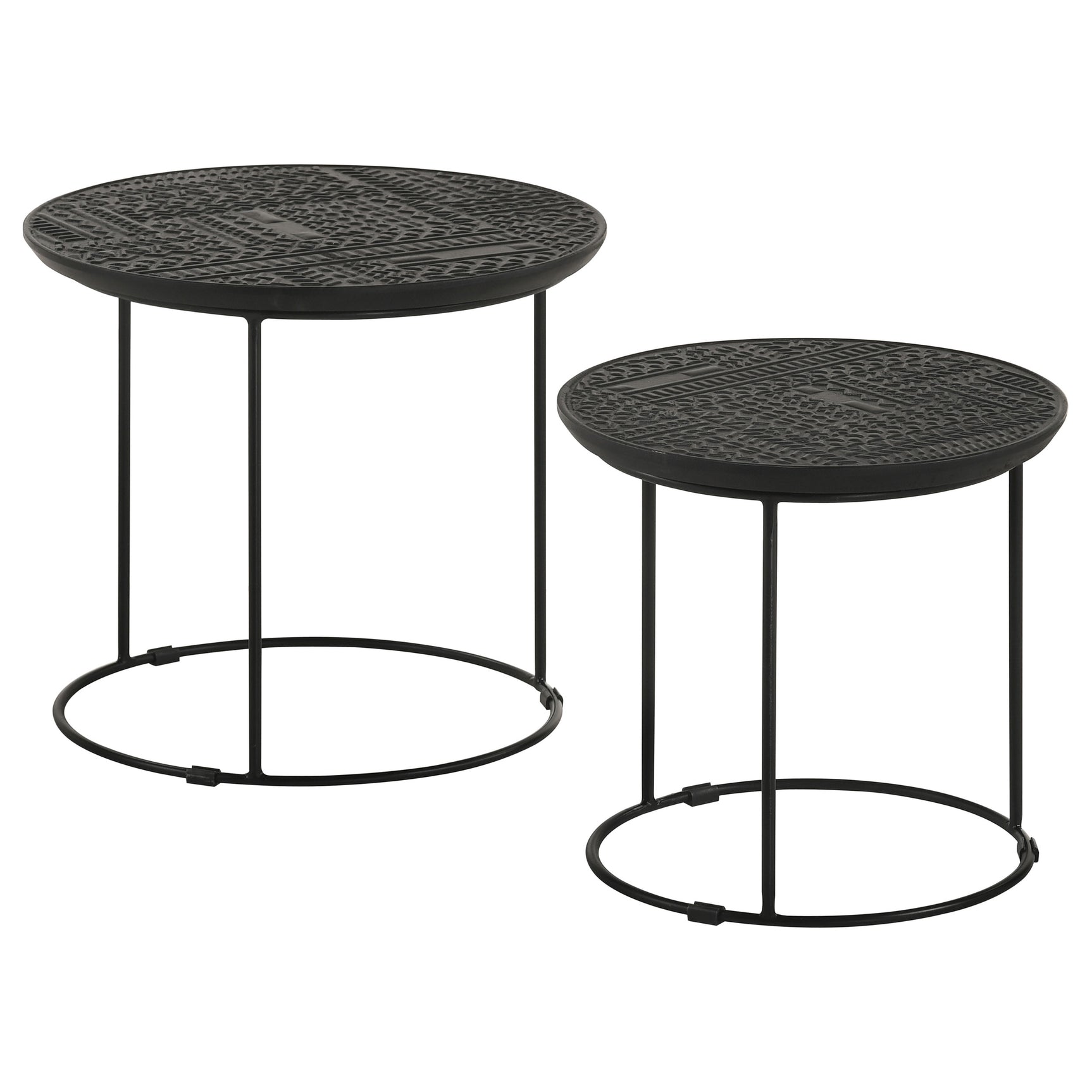 Tampa Furniture Outlet - Coaster - Loannis 2-piece Round Mango Wood Nesting Table Matte Black - 935842