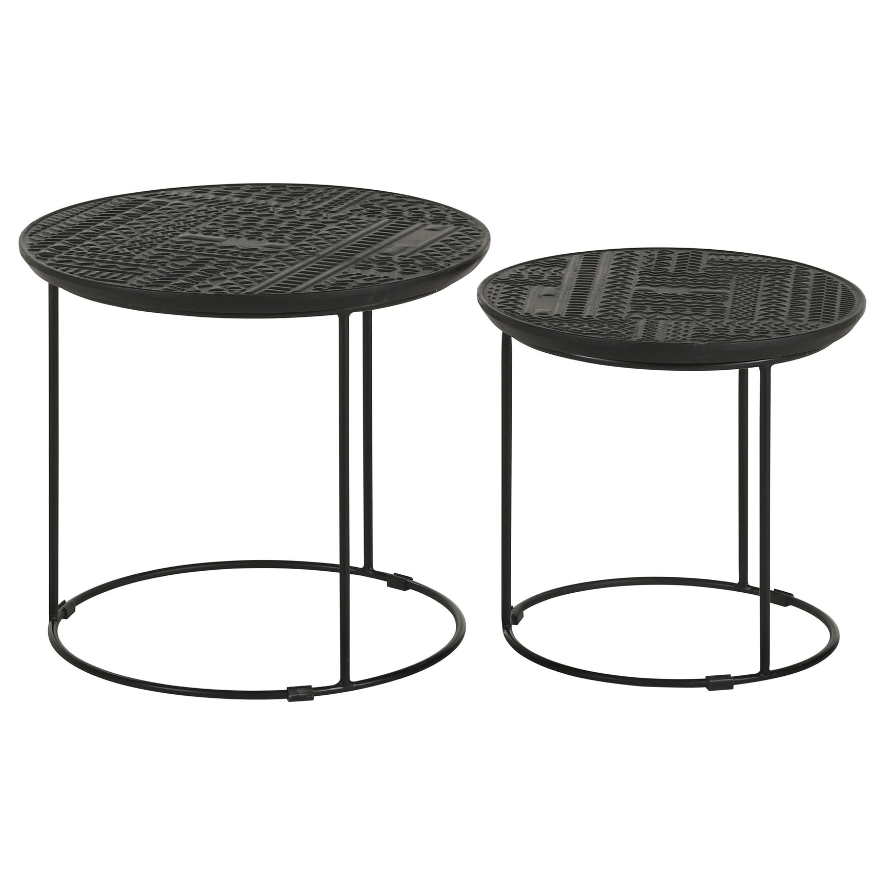 Loannis 2-piece Round Mango Wood Nesting Table Matte Black - Tampa Furniture Outlet