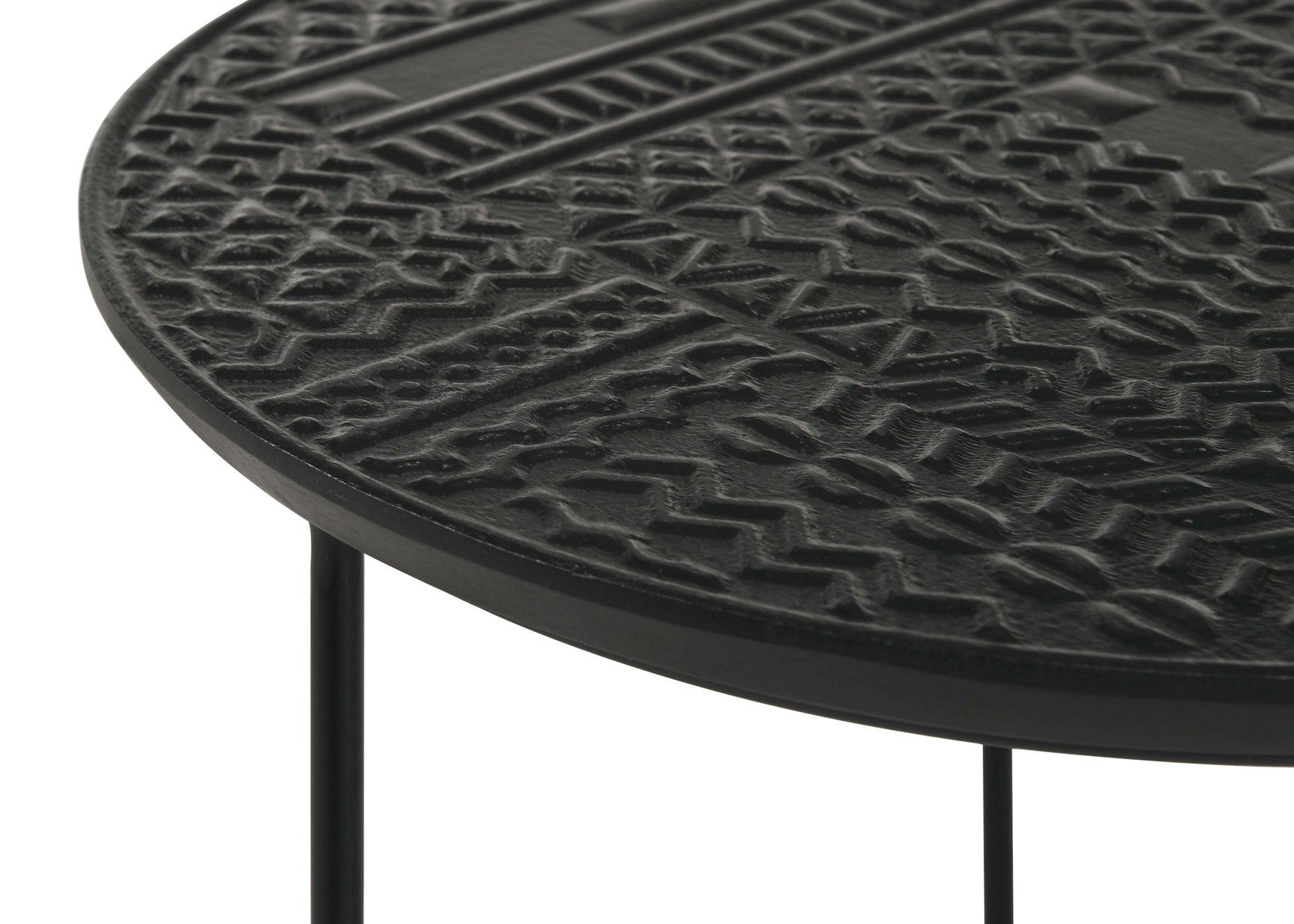Loannis 2-piece Round Mango Wood Nesting Table Matte Black - Tampa Furniture Outlet