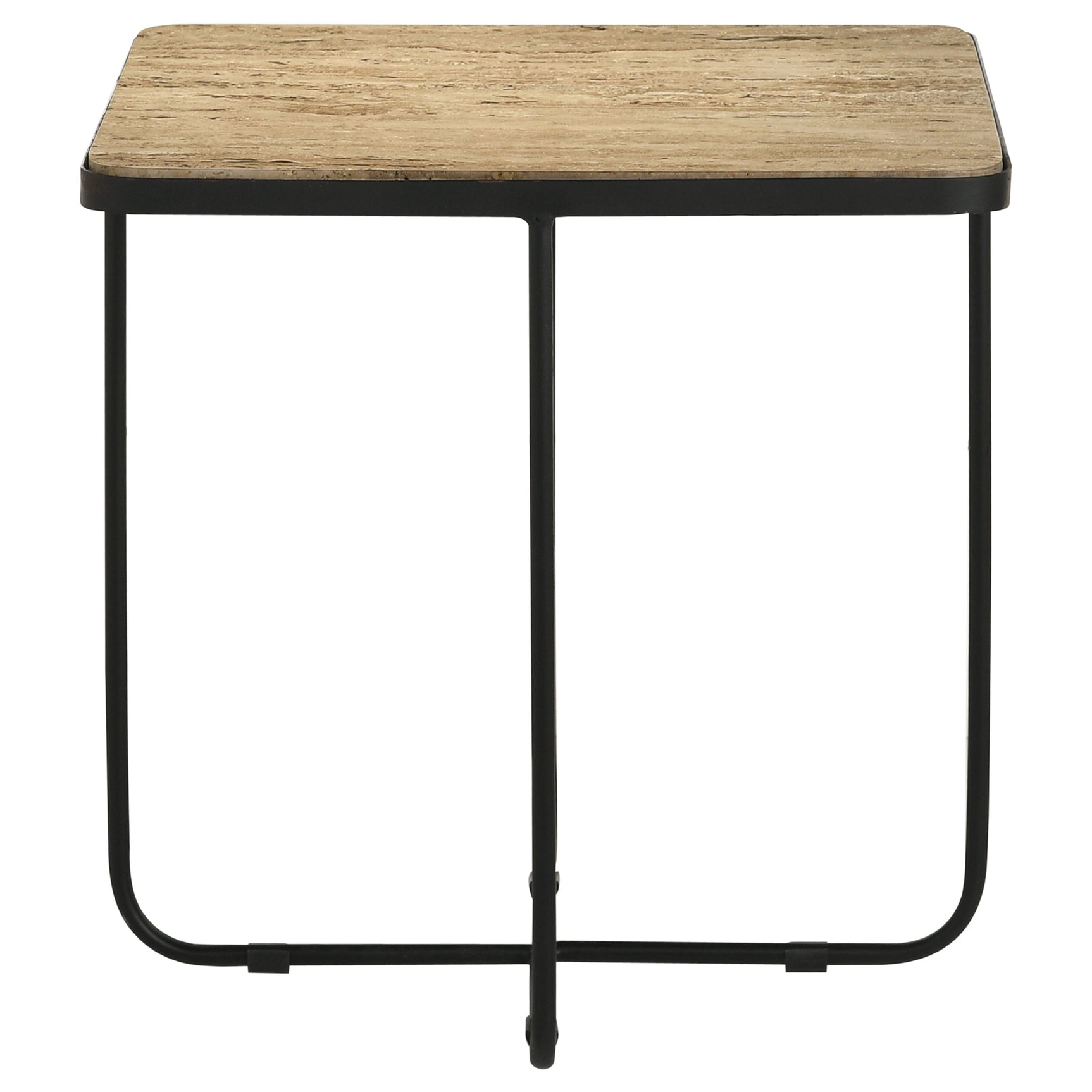 Elyna Square Stone Top Accent Side Table Beige - Tampa Furniture Outlet
