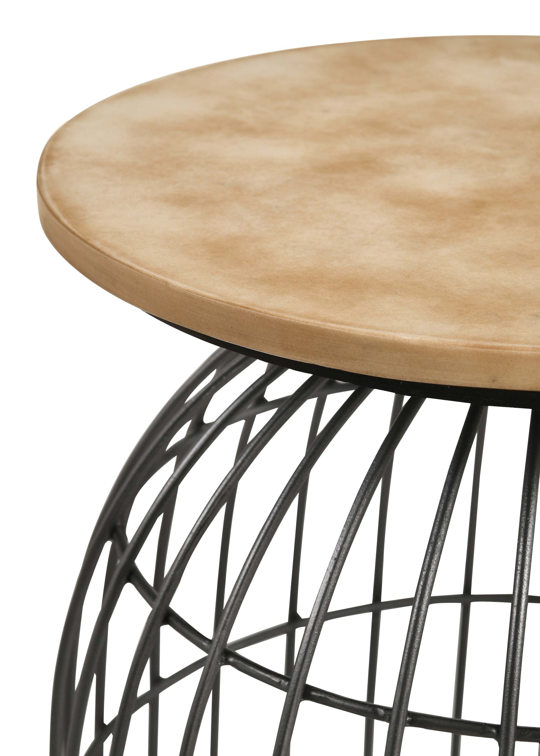 Bernardo Round Wire Frame Side Table Natural and Gunmetal - Tampa Furniture Outlet