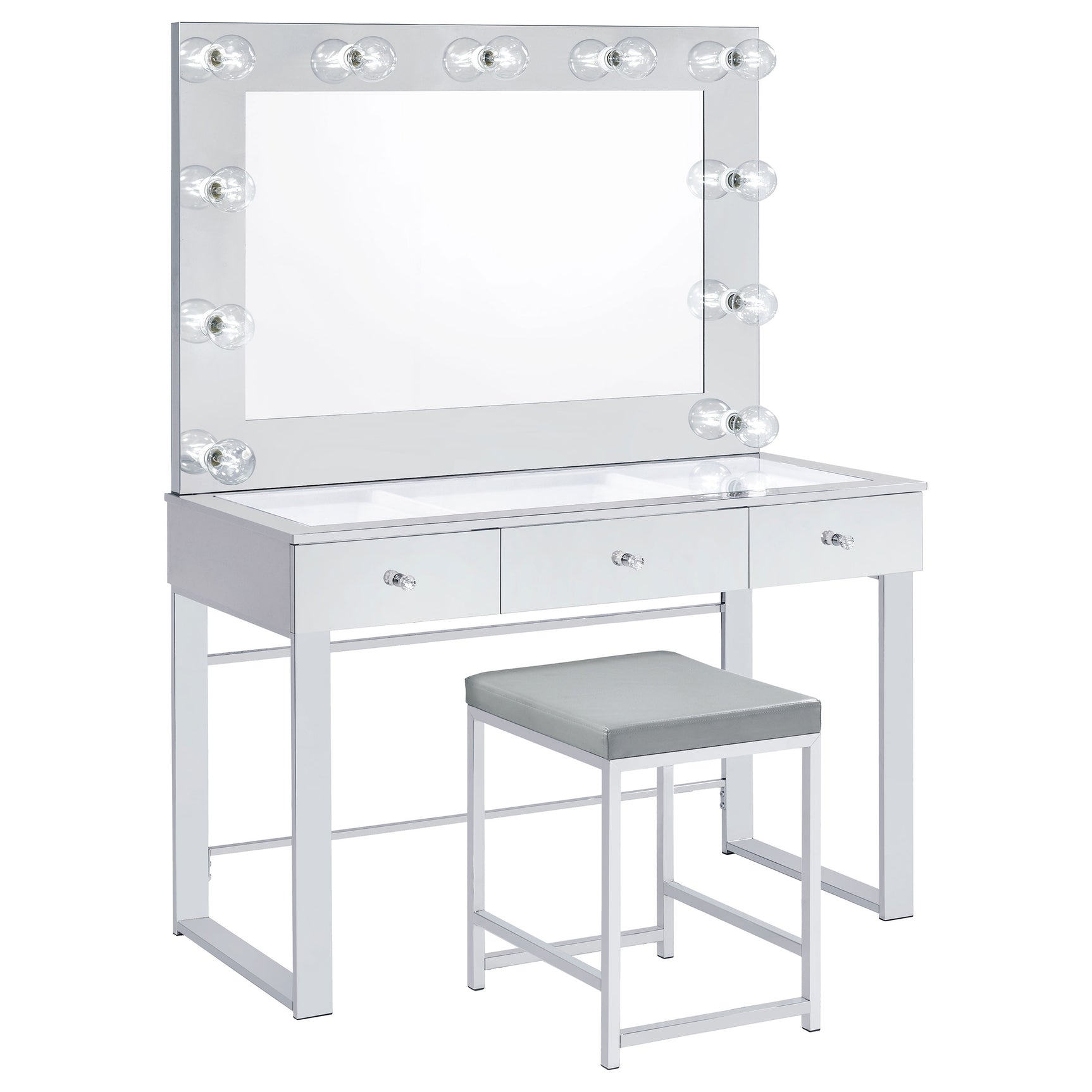Umbridge Upholstered Square Padded Cushion Vanity Stool - Tampa Furniture Outlet