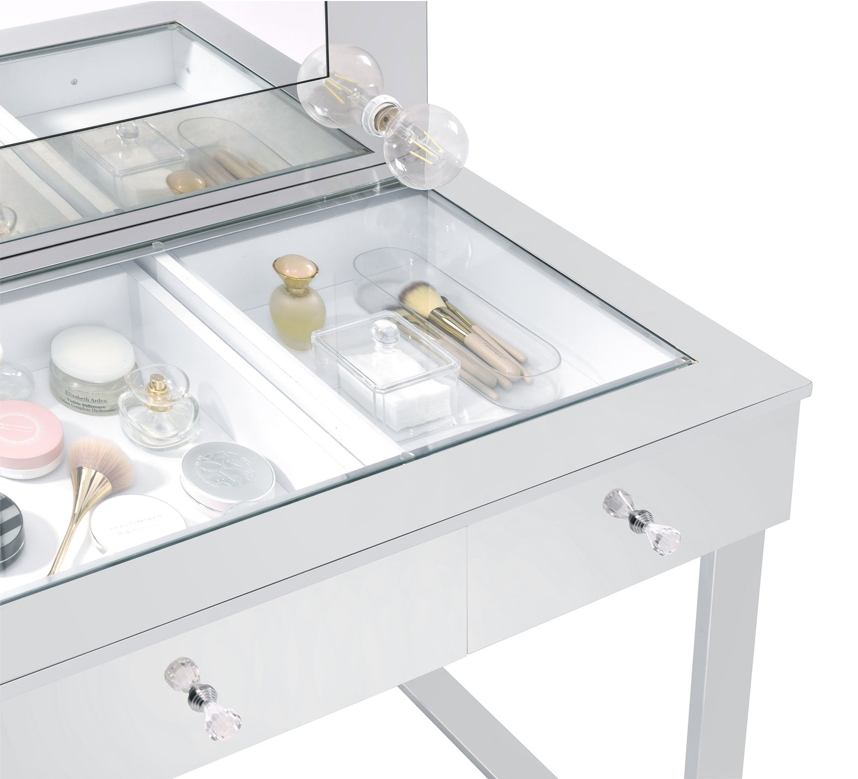 Umbridge 3-drawer Vanity Set with Lighting Chrome and White - Tampa Furniture Outlet