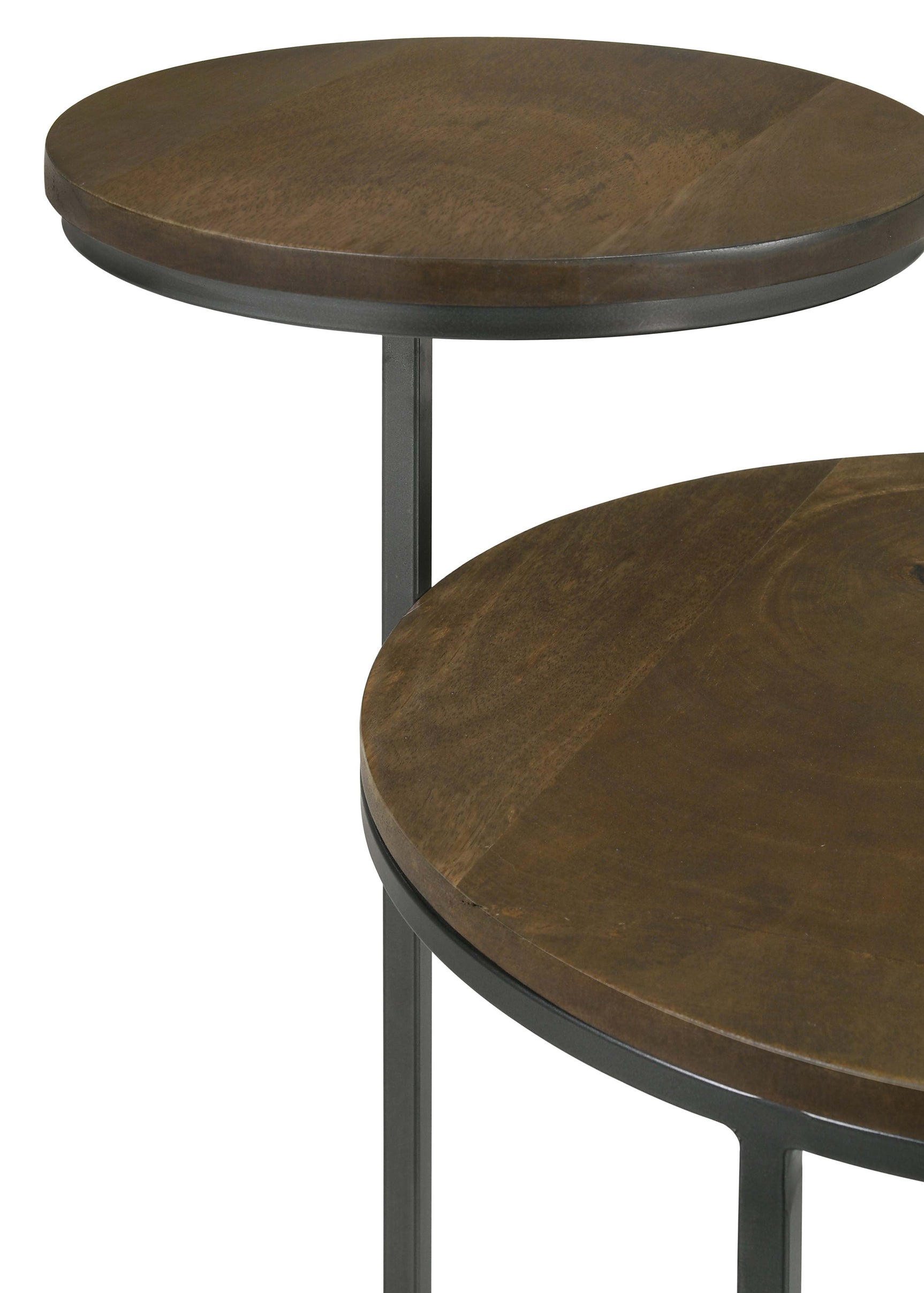 Yael Round Mango Wood Accent Side Table Natural and Gunmetal - Tampa Furniture Outlet