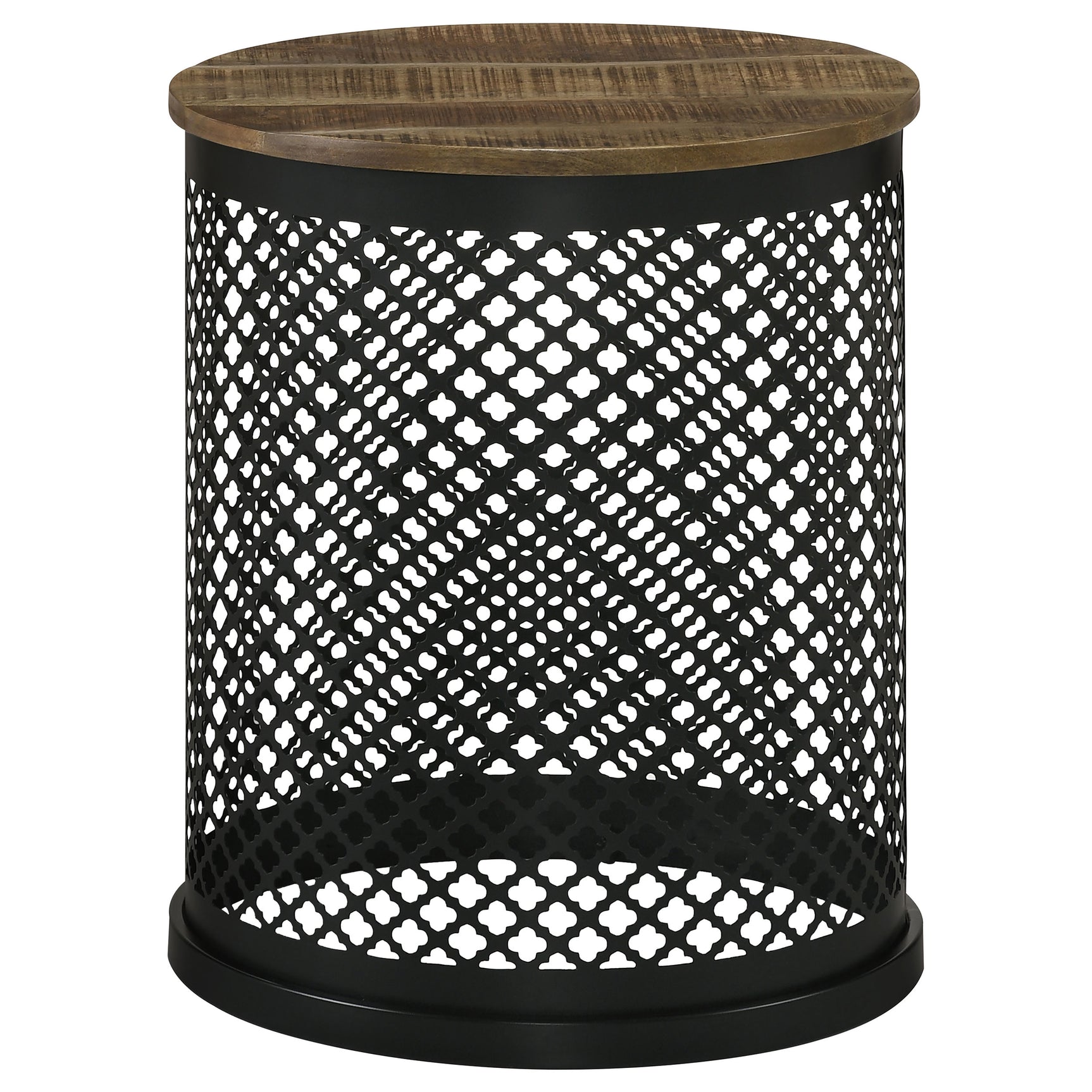 Tampa Furniture Outlet - Coaster - Aurora Round Drum Base Accent Side Table Natural and Black - 935990