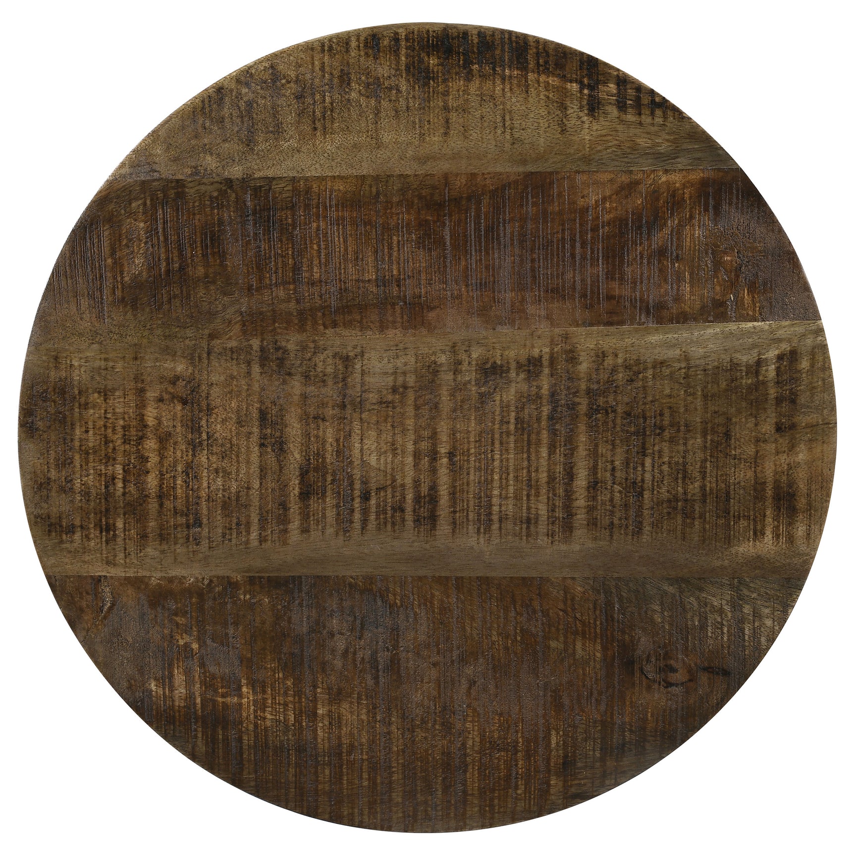 Aurora Round Drum Base Accent Side Table Natural and Black - Tampa Furniture Outlet
