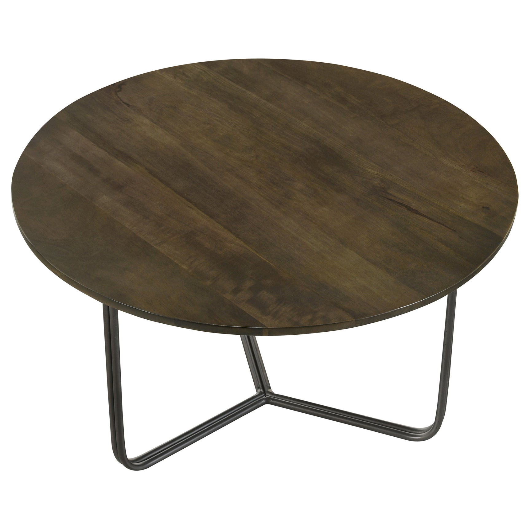Yaritza Round Mango Wood Coffee Table Natural and Gunmetal - Tampa Furniture Outlet