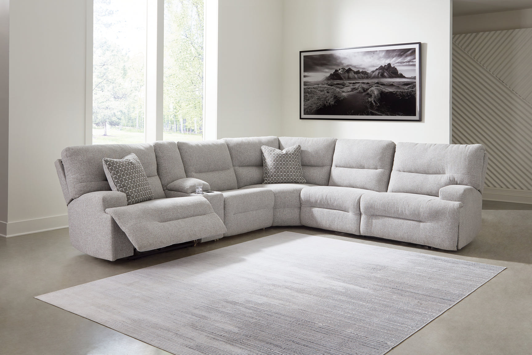 Tampa Furniture Outlet - Ashley Furniture - Acklen Place Sectional - 6-Piece Power Reclining Sectional / Pewter - 93605S9