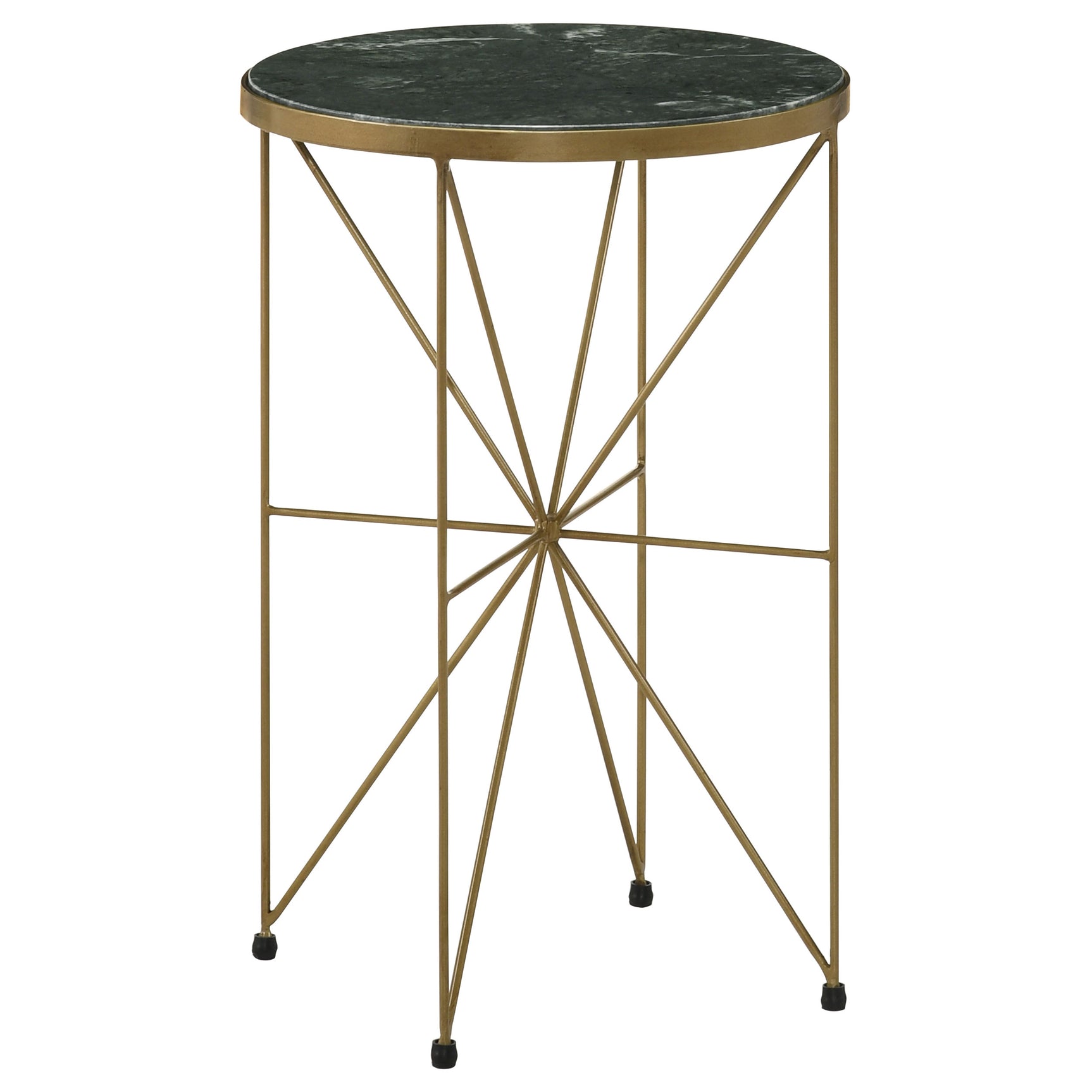 Tampa Furniture Outlet - Coaster - Eliska Round Green Marble Top Accent Side Table Antique Gold - 936061