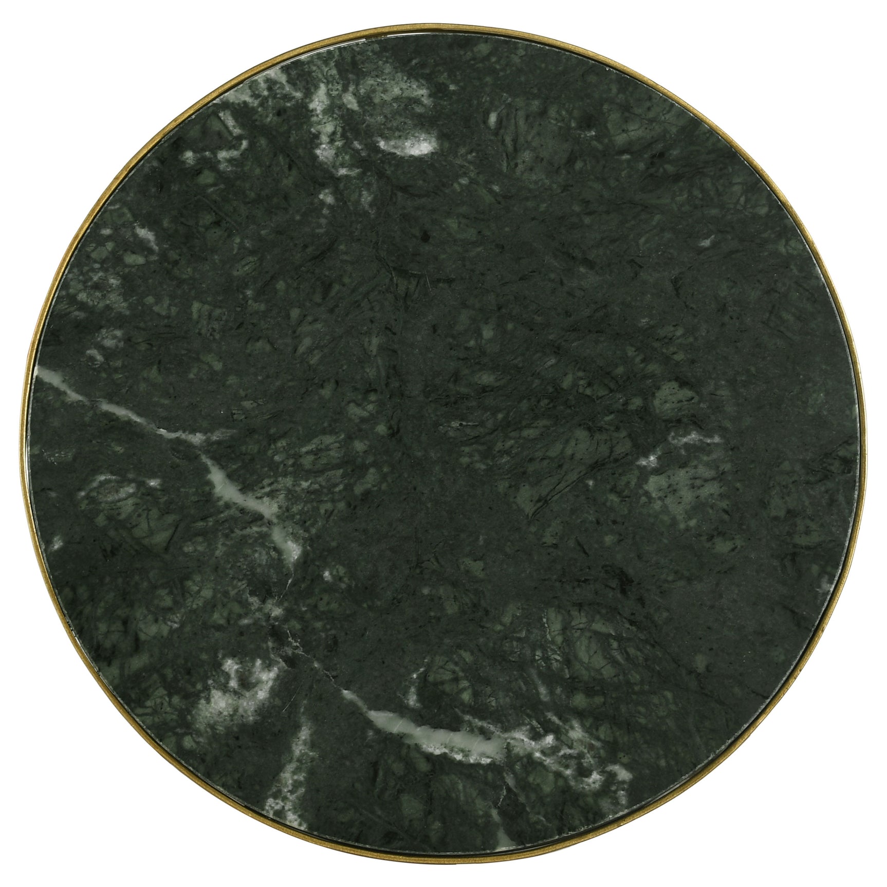 Eliska Round Green Marble Top Accent Side Table Antique Gold - Tampa Furniture Outlet