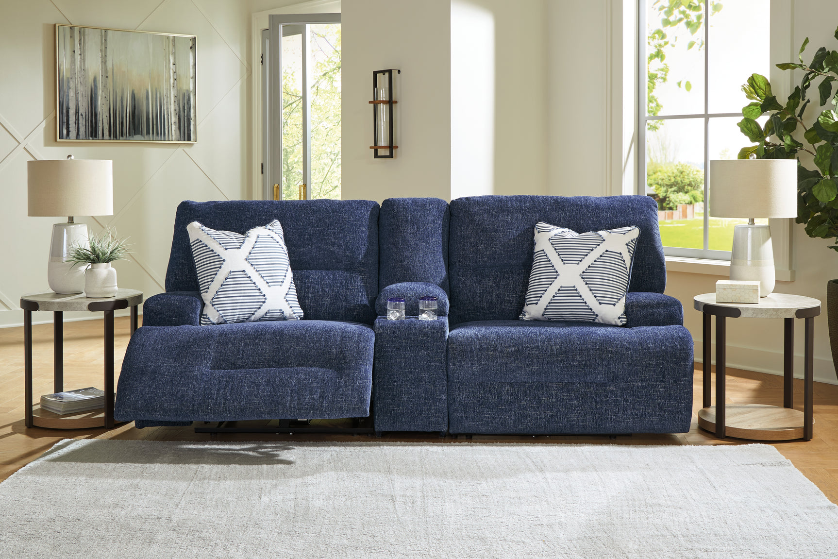 Tampa Furniture Outlet - Ashley Furniture - Acklen Place Sectional - 3-Piece Sectional / Navy - 93607S10