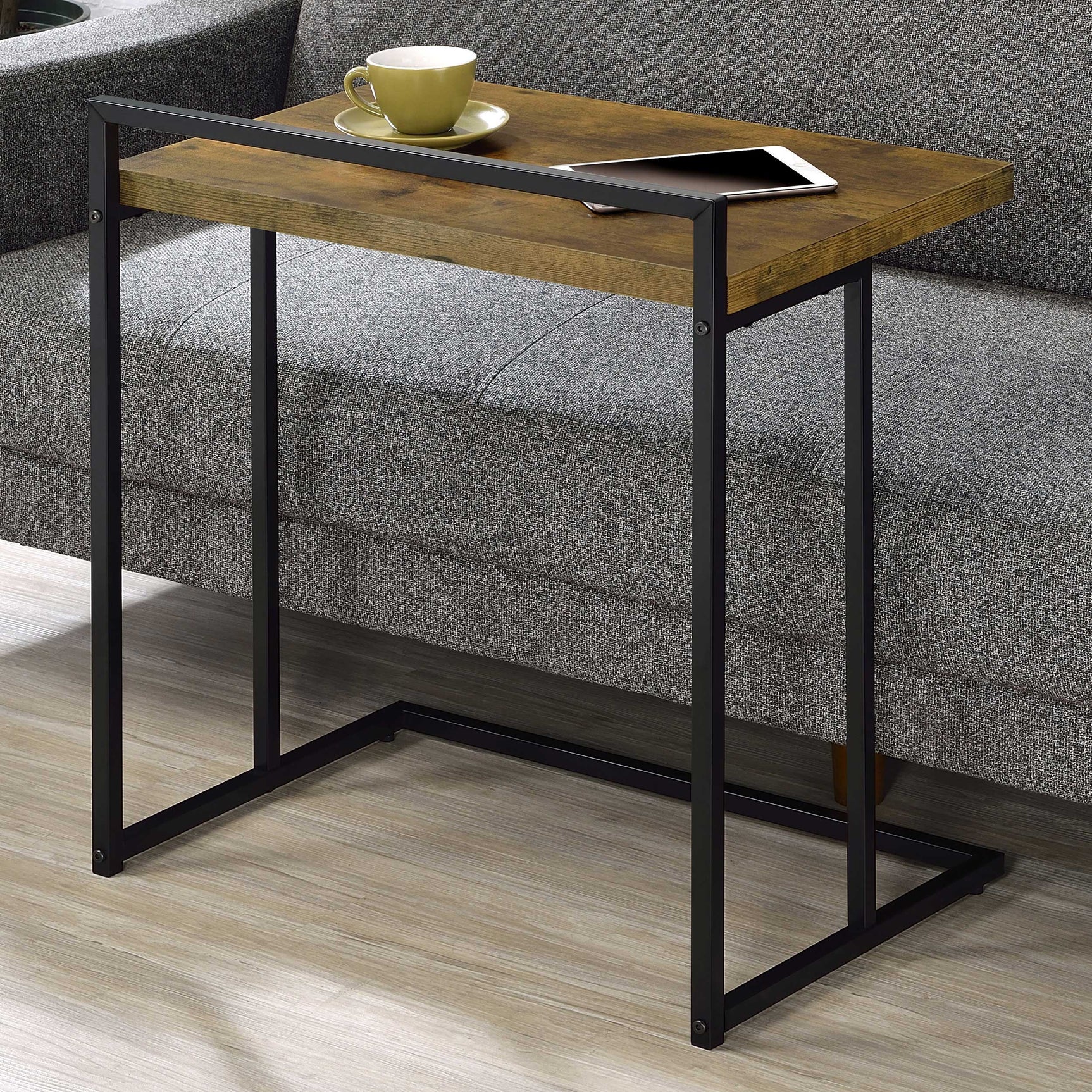 Dani Rectangular C-Shaped Sofa Side Table Rustic Nutmeg - Tampa Furniture Outlet