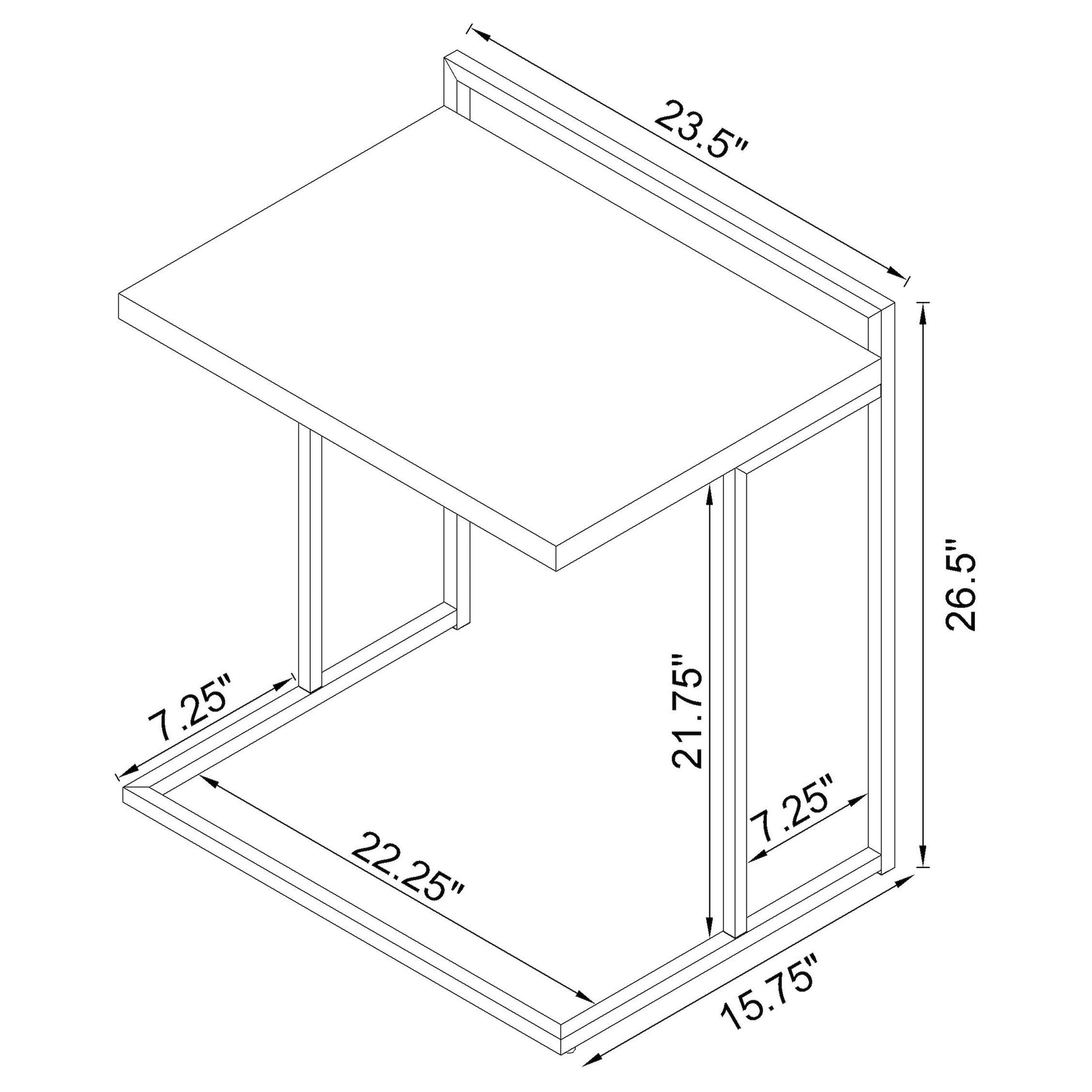 Dani Rectangular C-Shaped Sofa Side Table Rustic Nutmeg - Tampa Furniture Outlet