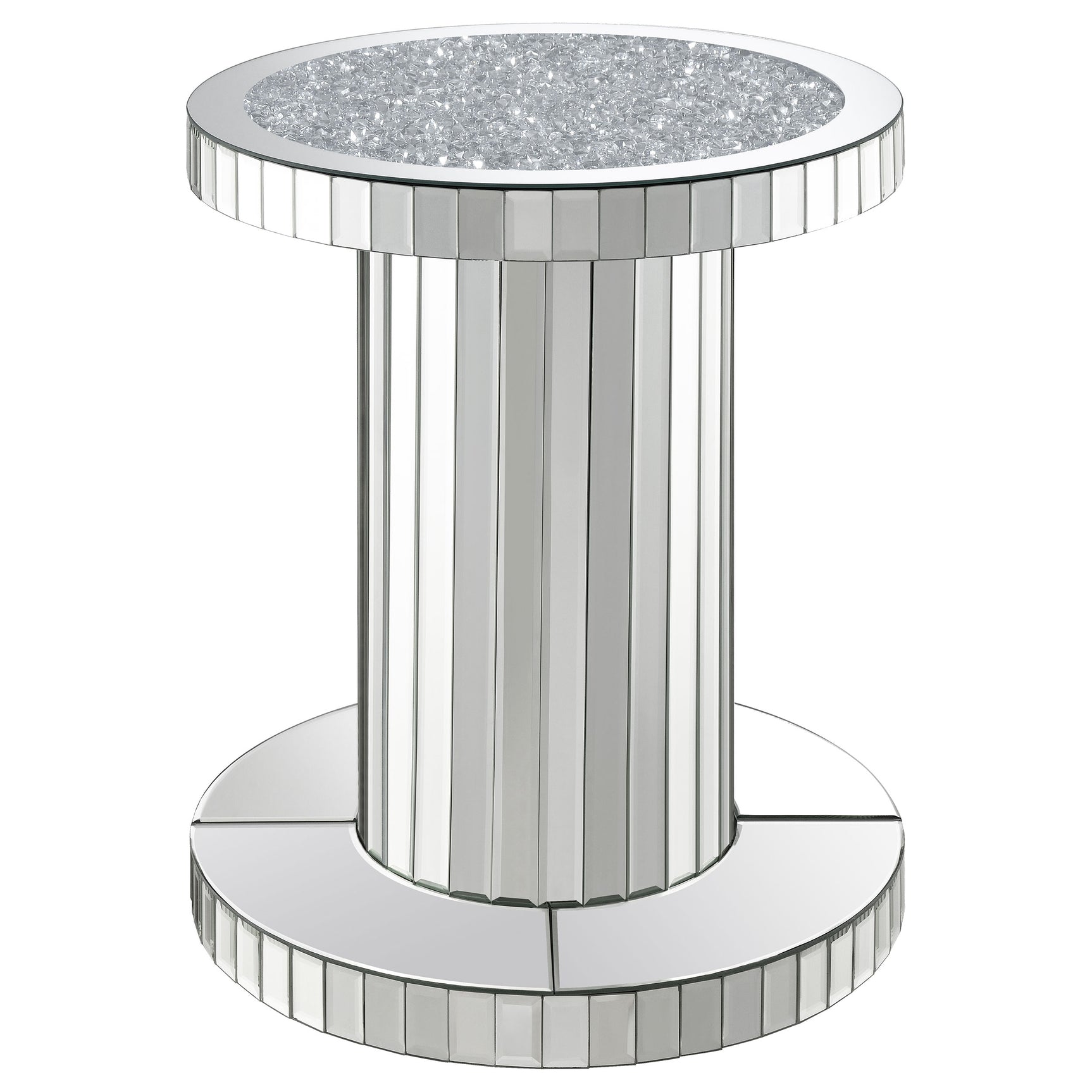 Tampa Furniture Outlet - Coaster - Dorielle Round Mirrored Acrylic Crystal Side Table Silver - 936125