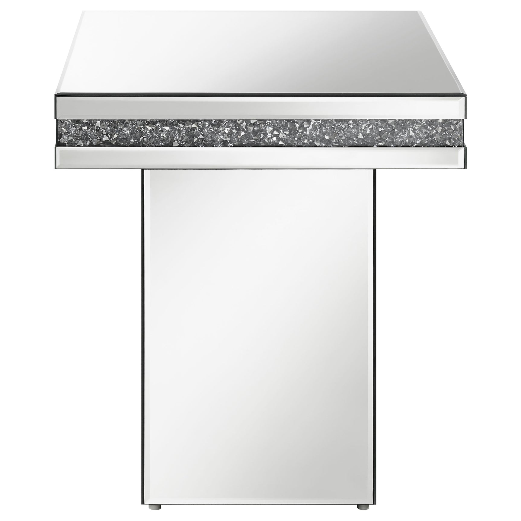Elora Square Mirrored Accent Side Table Silver - Tampa Furniture Outlet