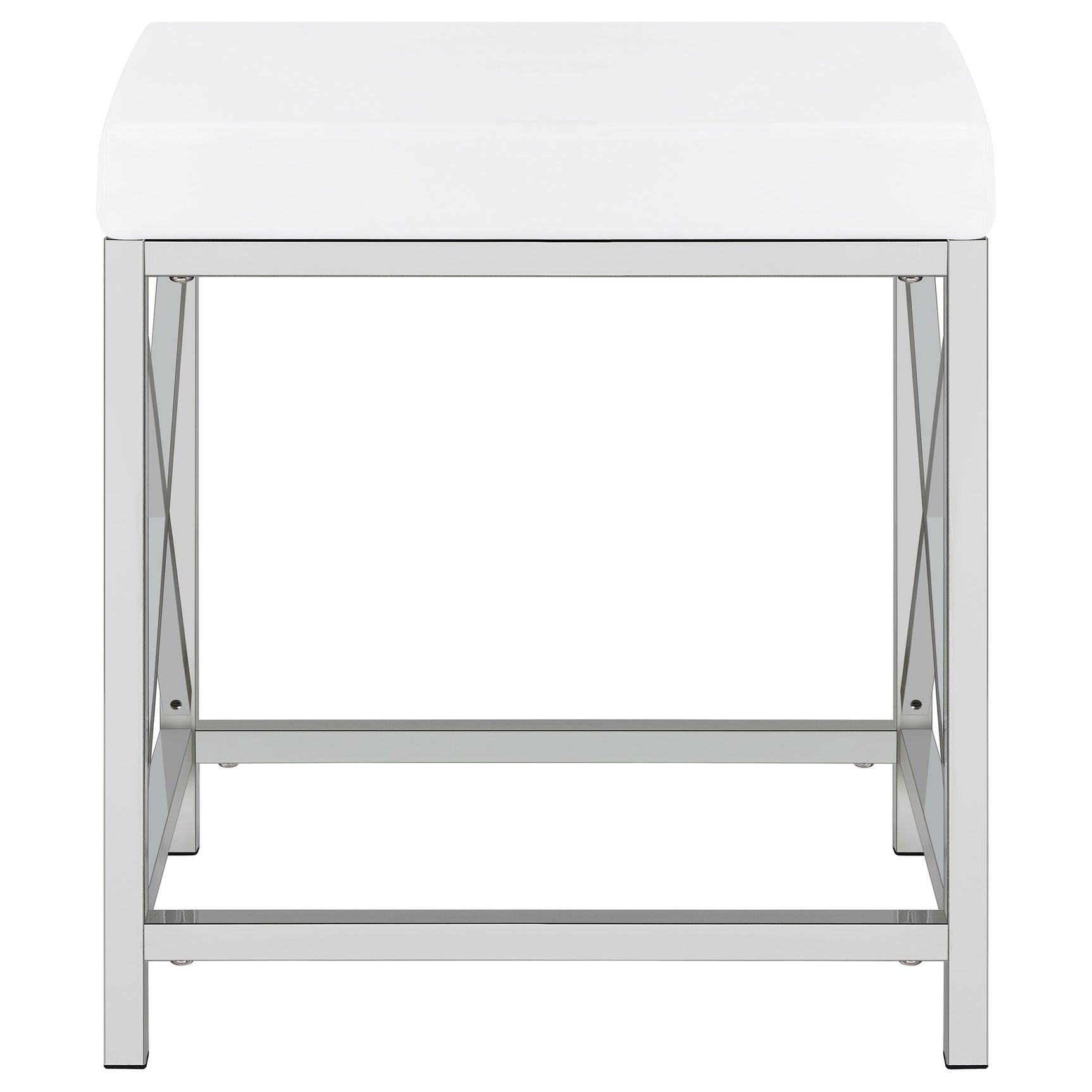 Eliza Vanity Set with Lighting & Stool White and Chrome - Tampa Furniture Outlet