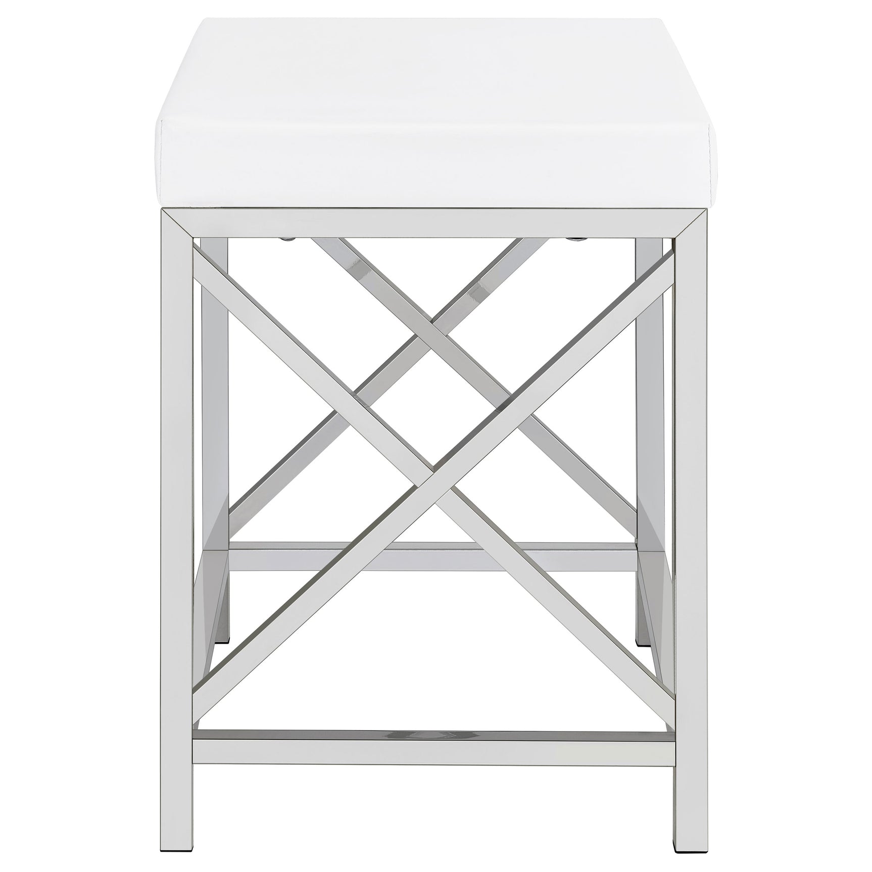 Eliza Vanity Set with Lighting & Stool White and Chrome - Tampa Furniture Outlet