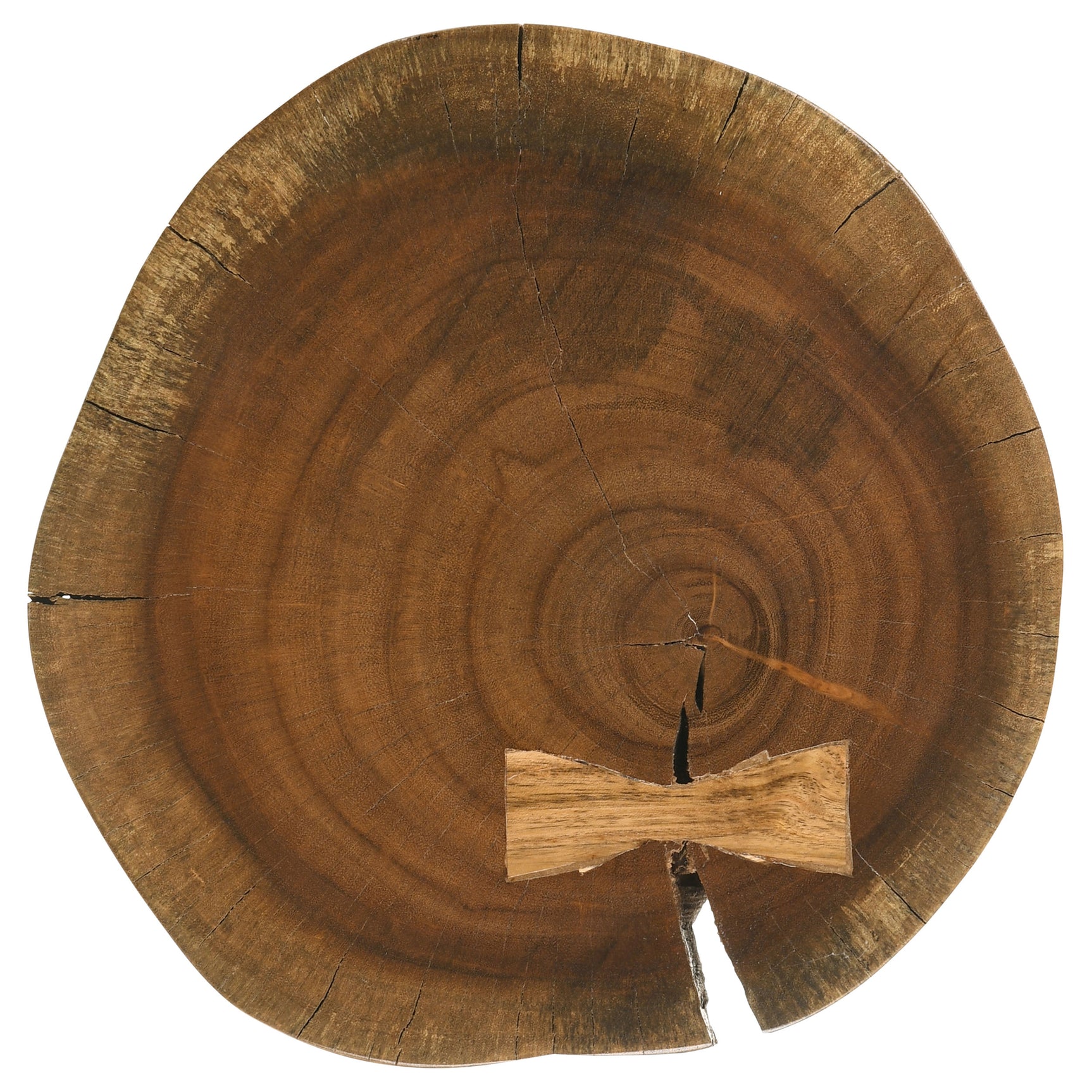 Keith Round Solid Tree Trunk Side Table Natural and Black - Tampa Furniture Outlet