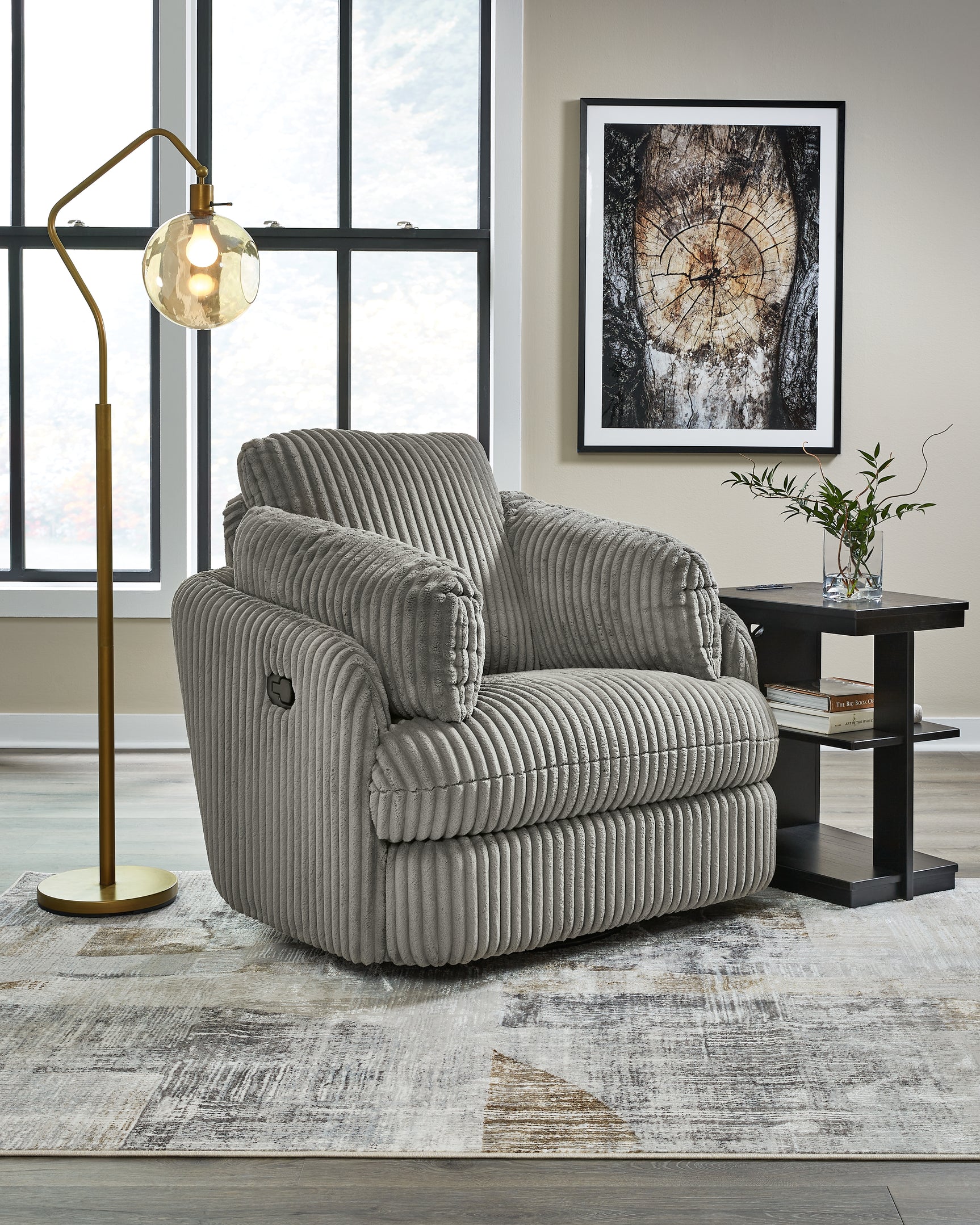 Tampa Furniture Outlet - Ashley Furniture - Tie-Breaker Living Room - Swivel Glider Recliner / Fog - 9490361