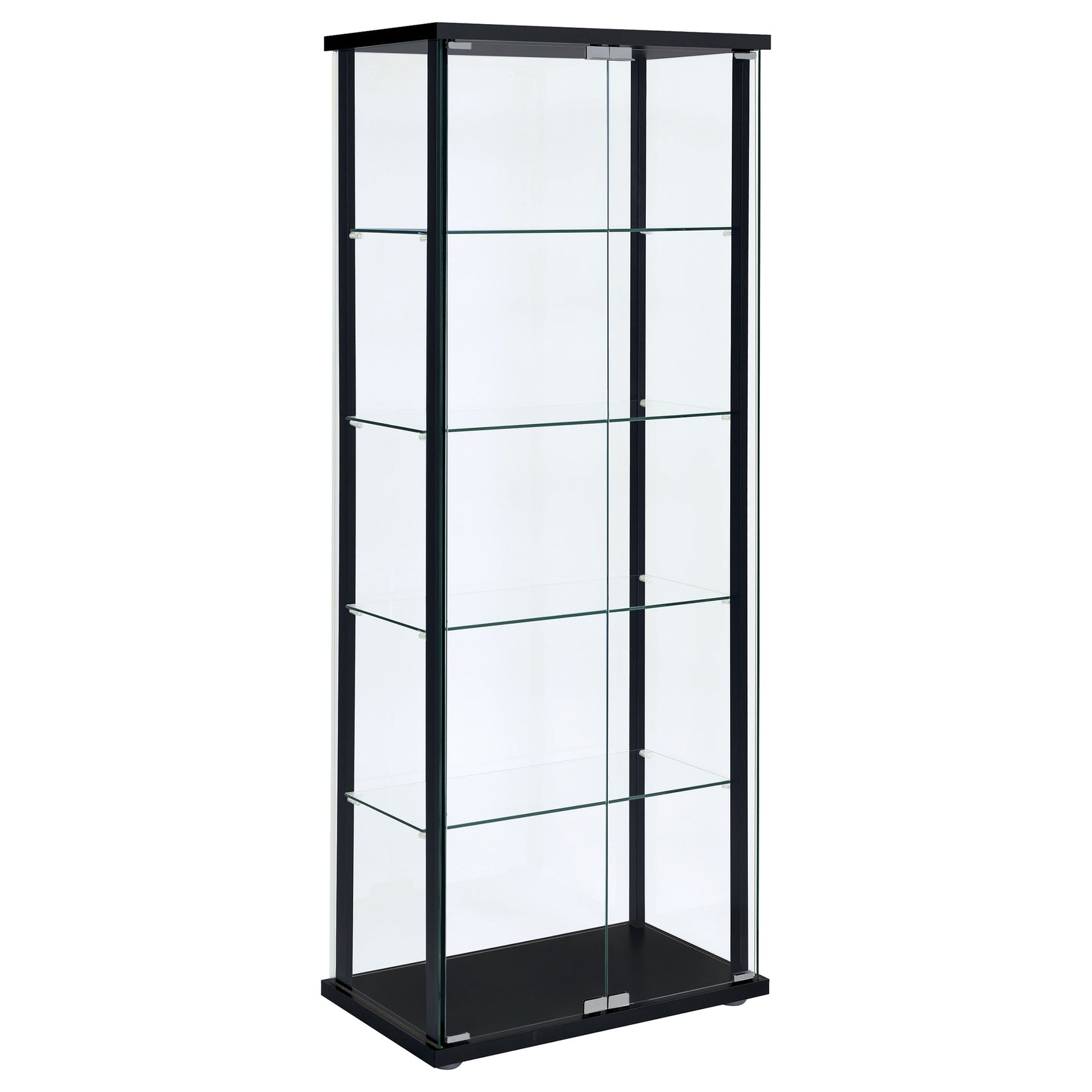 Tampa Furniture Outlet - Coaster - Delphinium 4-Shelf Clear Glass Curio Display Cabinet Black - 950170