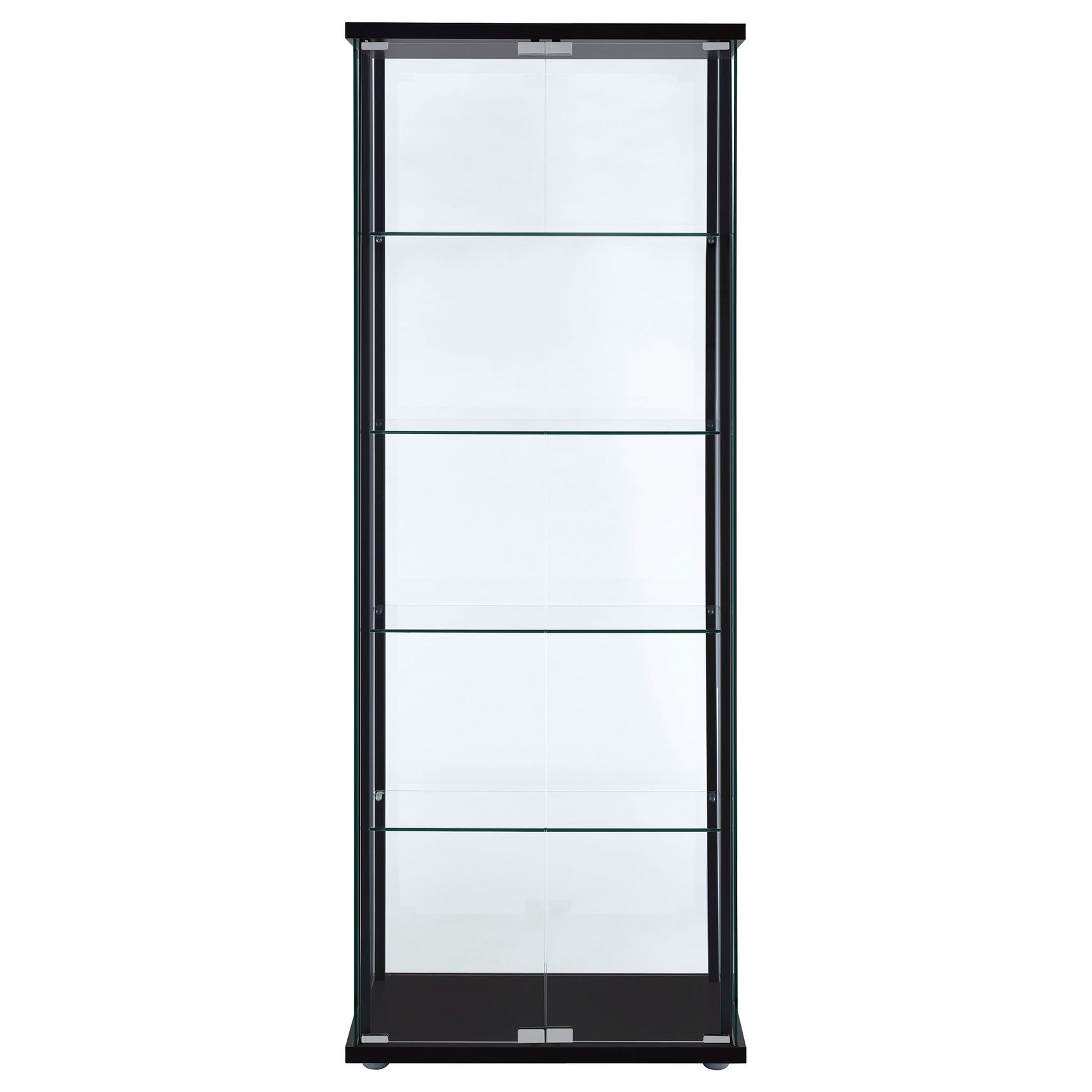 Delphinium 4-Shelf Clear Glass Curio Display Cabinet Black - Tampa Furniture Outlet