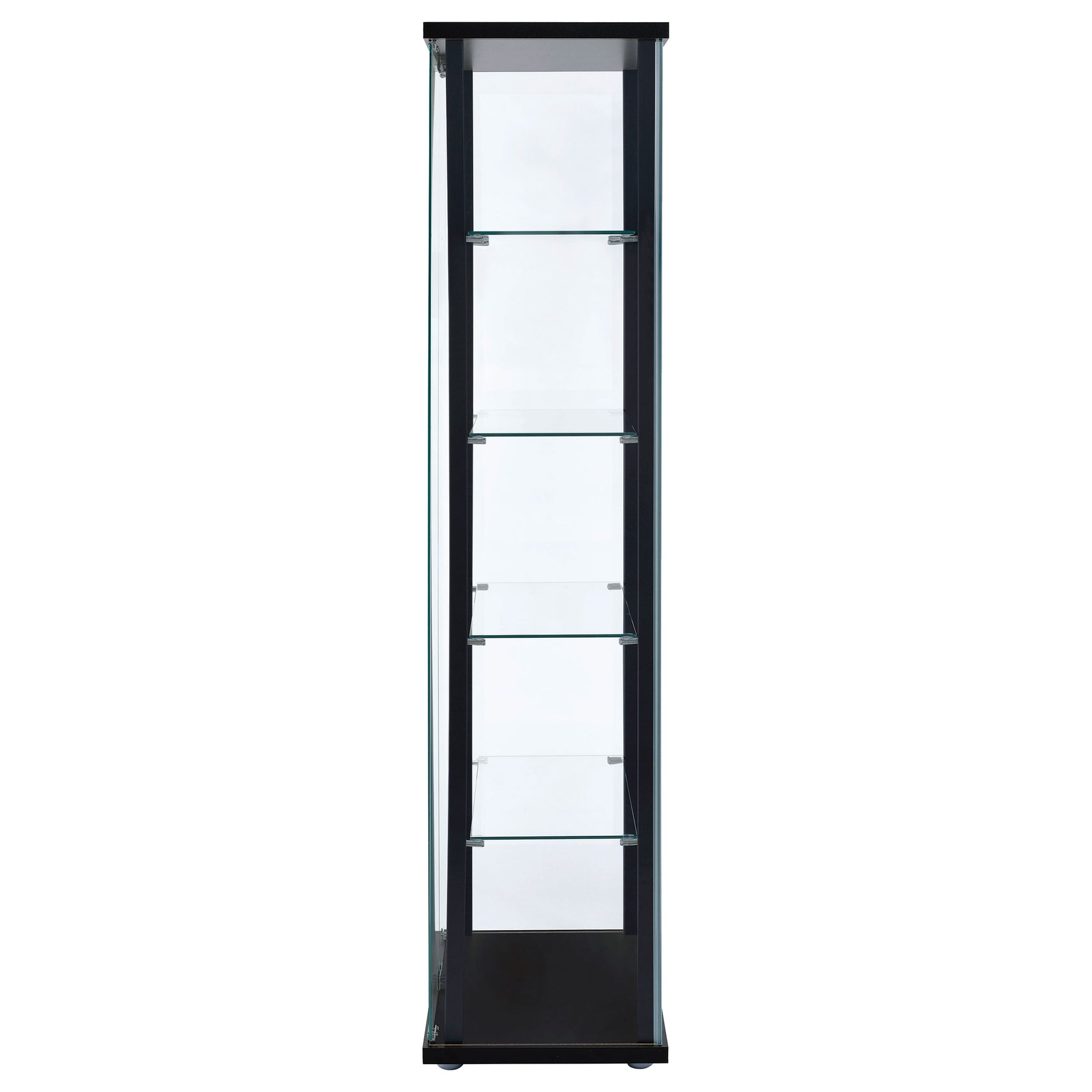 Delphinium 4-Shelf Clear Glass Curio Display Cabinet Black - Tampa Furniture Outlet