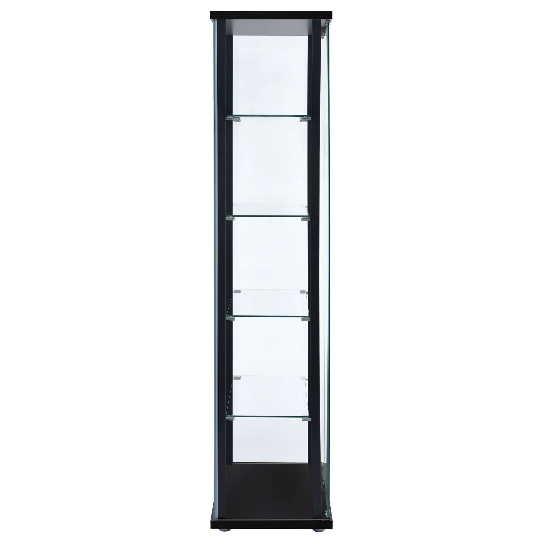 Delphinium 4-Shelf Clear Glass Curio Display Cabinet Black - Tampa Furniture Outlet