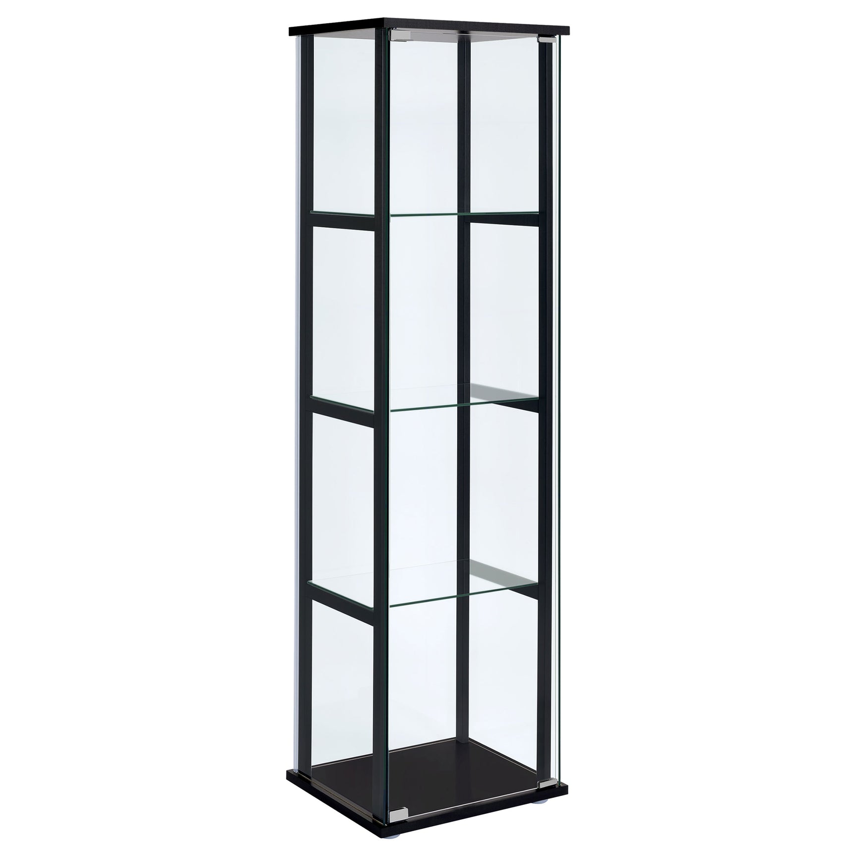 Tampa Furniture Outlet - Coaster - Cyclamen 4-shelf Clear Glass Curio Display Cabinet Black - 950171