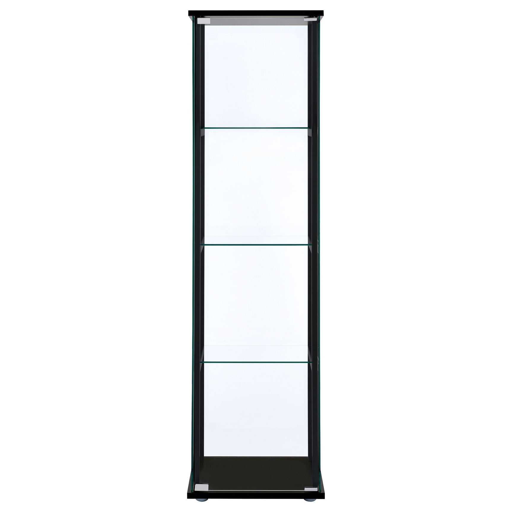 Cyclamen 4-shelf Clear Glass Curio Display Cabinet Black
