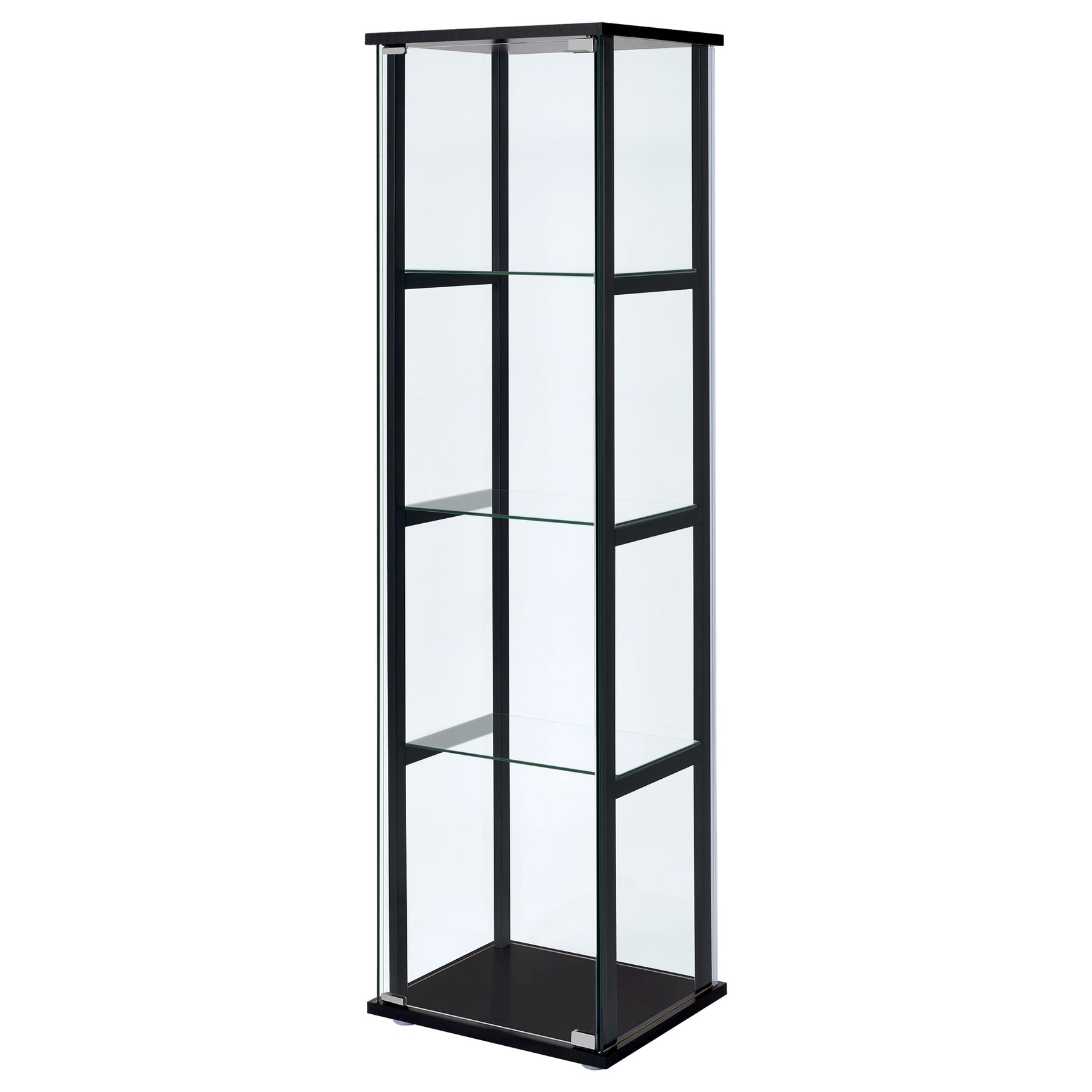 Cyclamen 4-shelf Clear Glass Curio Display Cabinet Black - Tampa Furniture Outlet