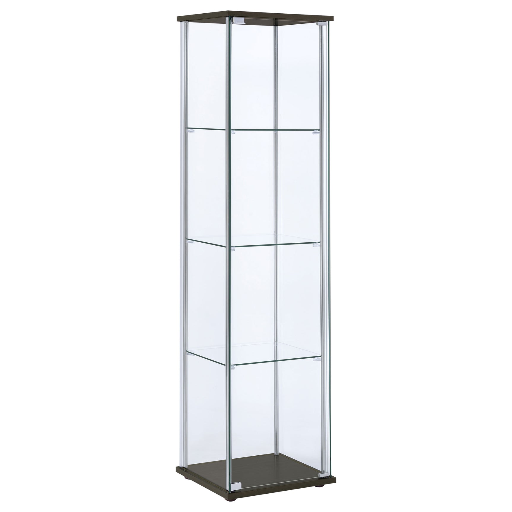 Tampa Furniture Outlet - Coaster - Bellatrix 3-shelf Clear Glass Curio Cabinet Cappuccino - 950172