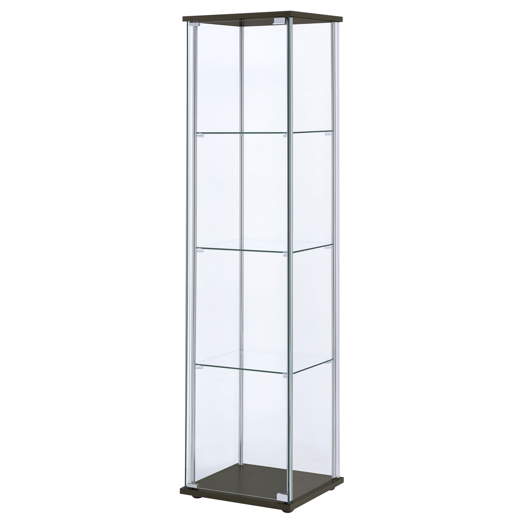 Bellatrix 3-shelf Clear Glass Curio Cabinet Cappuccino