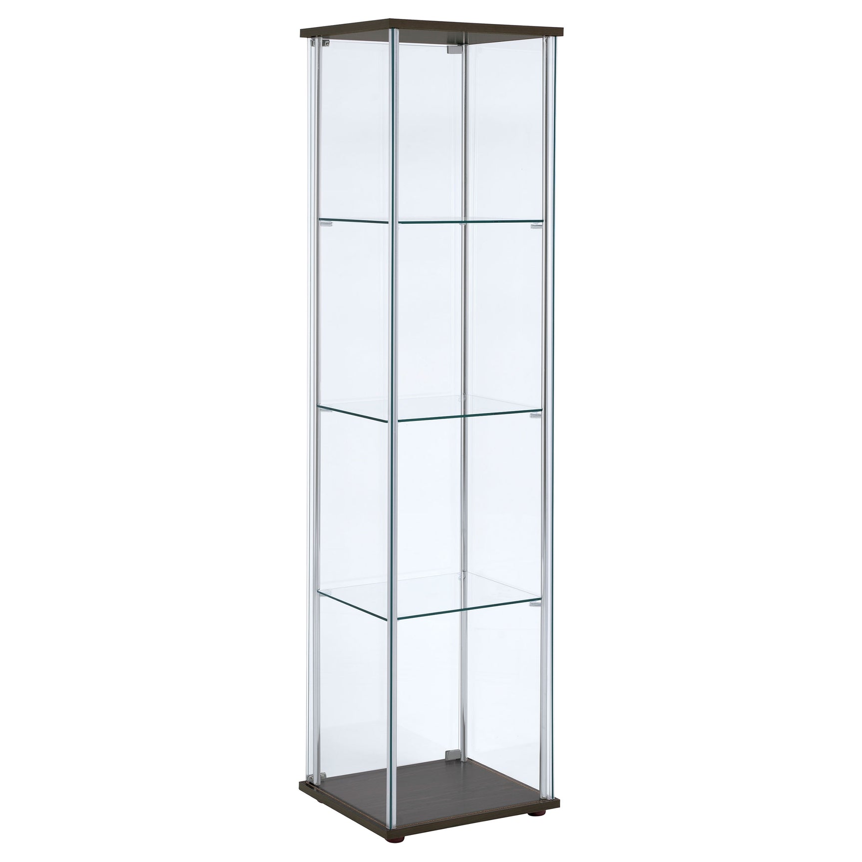 Bellatrix 3-shelf Clear Glass Curio Cabinet Cappuccino - Tampa Furniture Outlet