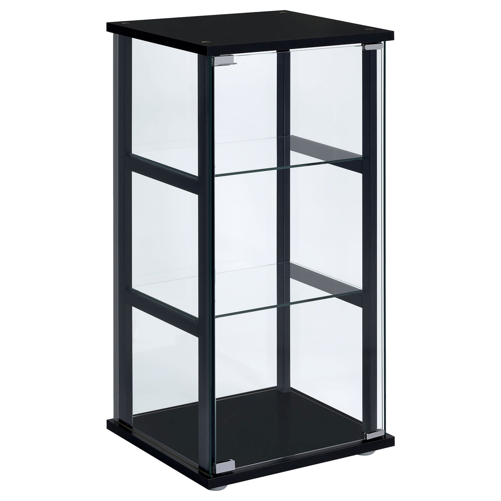 Tampa Furniture Outlet - Coaster - Cyclamen 3-shelf Clear Glass Curio Display Cabinet Black - 950179