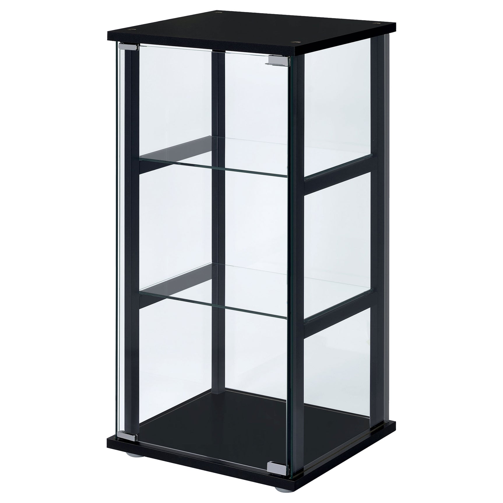 Cyclamen 3-shelf Clear Glass Curio Display Cabinet Black - Tampa Furniture Outlet
